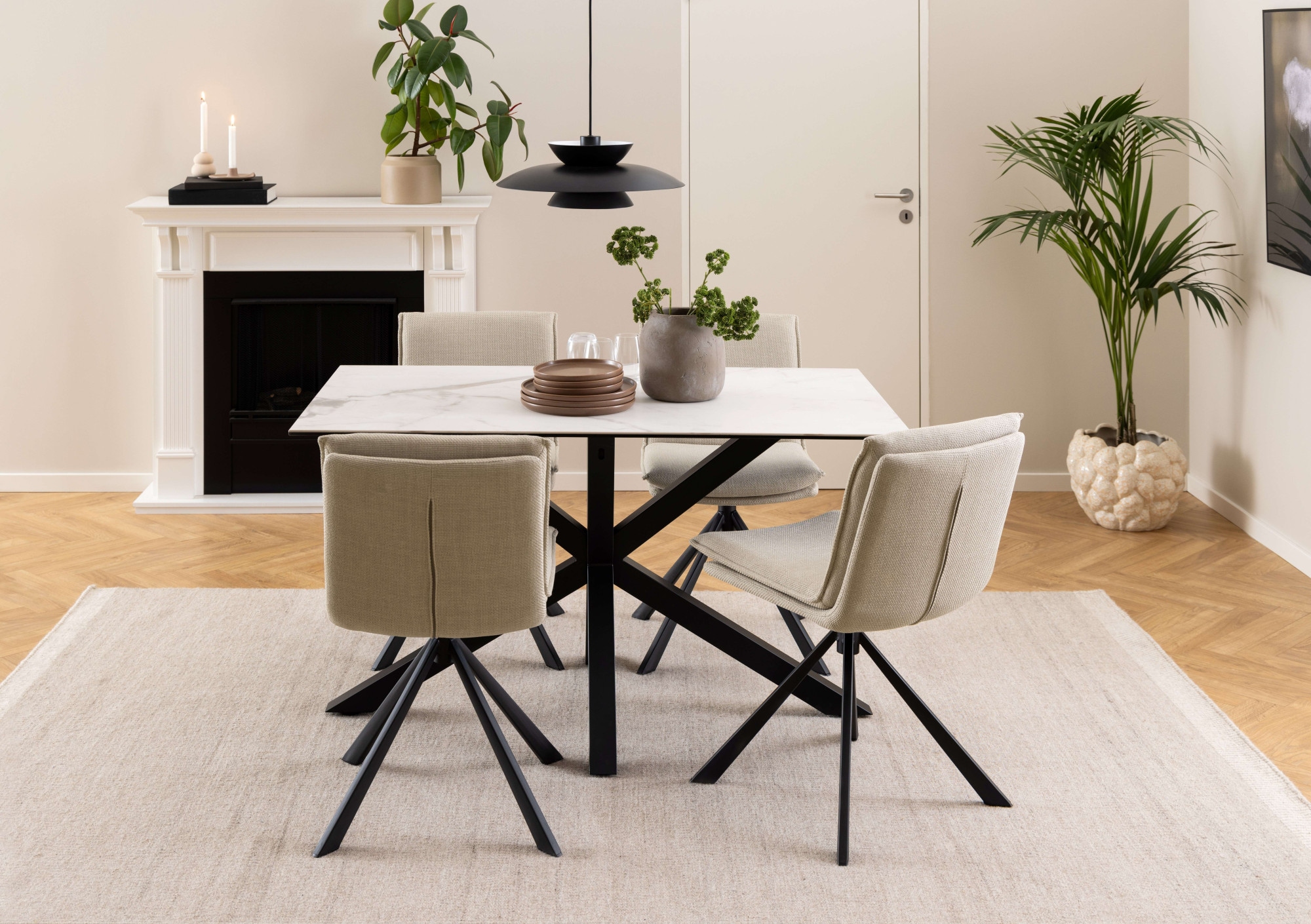 ACTONA GROUP Esstisch »Heaven«, Tisch, Tischplatte aus Keramik, Kreuzgestell, 135x80x75.5cm