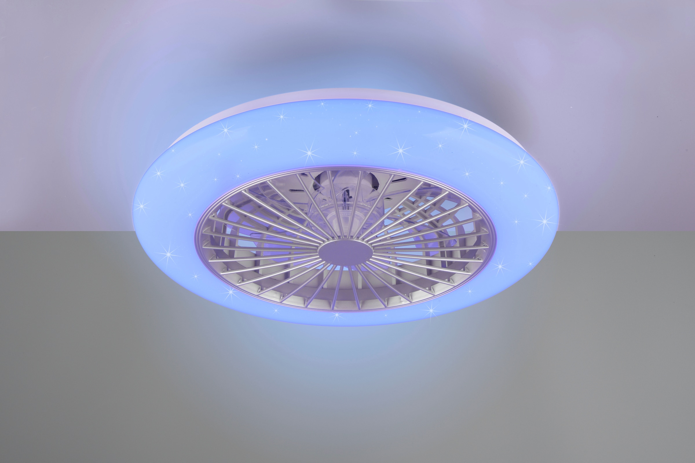 REALITY Leuchten LED Deckenleuchte »Stralsund Deckenventilator«, 1 flammig, Leuchtmittel LED-Board | LED fest integriert, Deckenlampe, Ventilator 3 Stufen, Fernbed. Lichtfarbe einstellbar RGBW