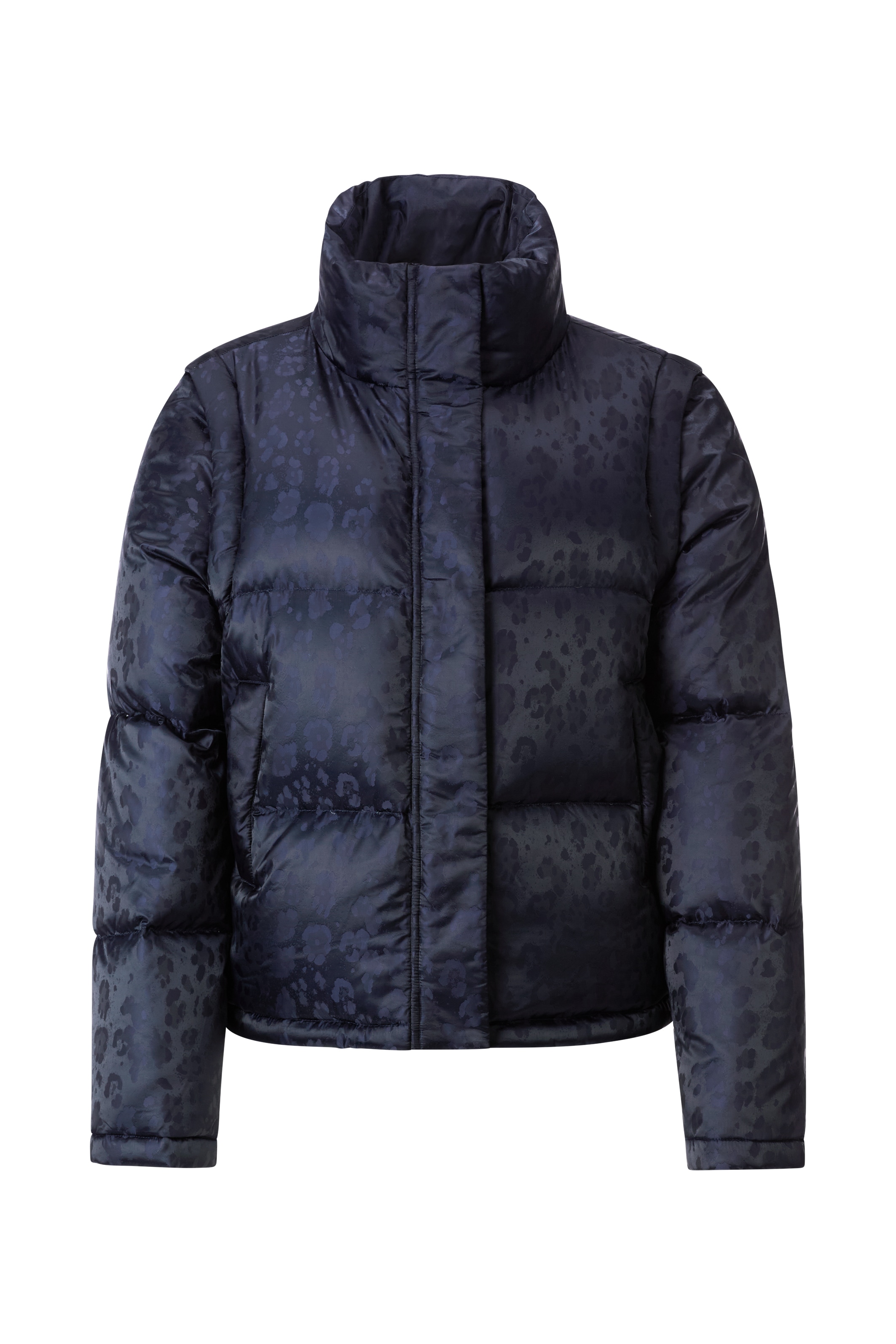 RICHROYAL Steppjacke, Winterjacke mit dezentem Leo-Print, abnehmbare Ärmel