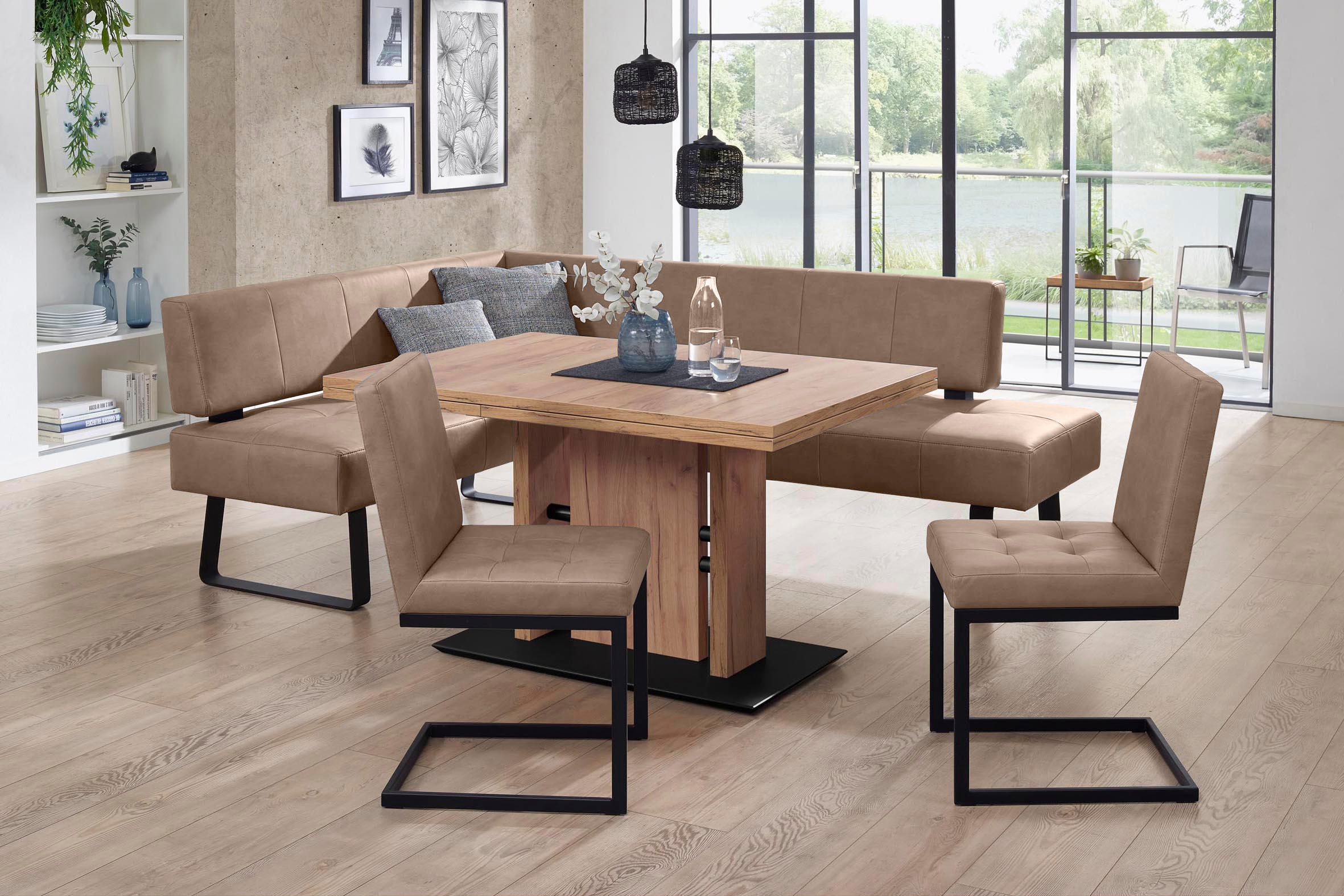 K+W Komfort & Wohnen Essgruppe »Spider II« 4 Stk. tlg. langer Schenkel wahweise in 2 Breiten, 2 Freischwinger, 1 Tisch