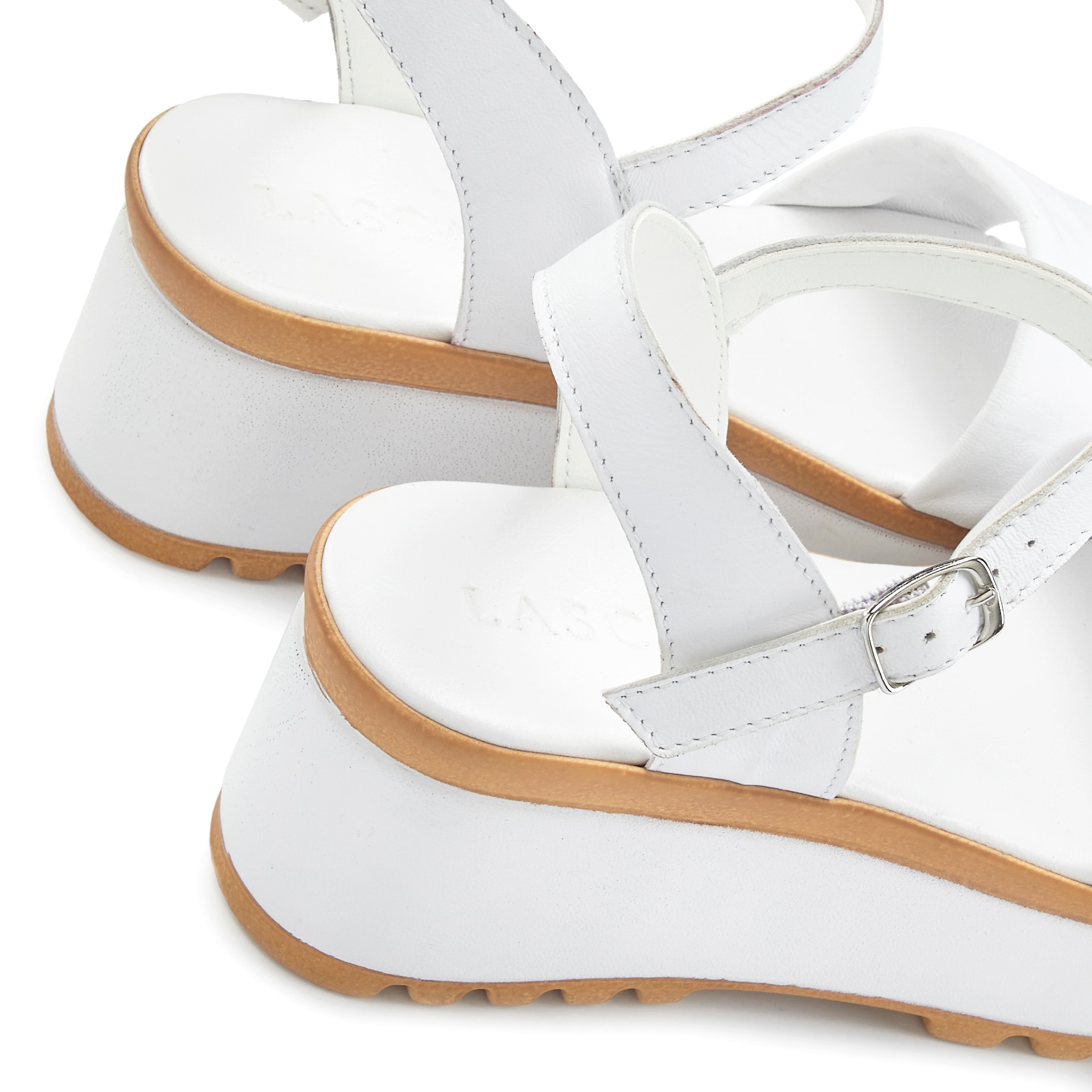 LASCANA Sandalette »Riemchensandalette, Sandale, Sommerschuh, offener Schuh,«  NEU aus Leder mit Keilabsatz