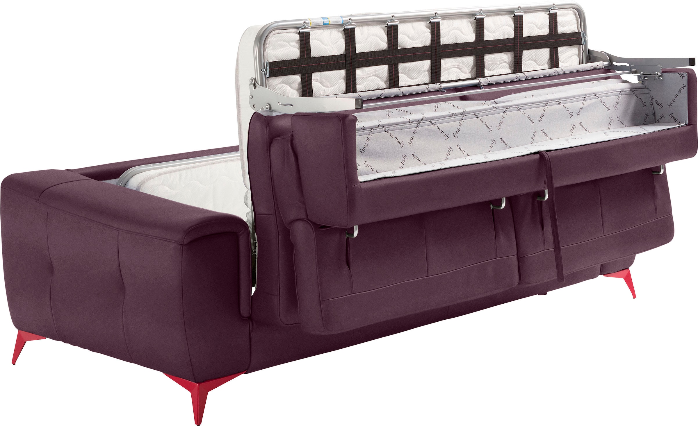 Egoitaliano Schlafsofa »Francine, Designsofa, Loungesofa mit Dauerschlaffunktion, Bettfunktion«, hochwertiger Metallbettrahmen & Matratze, Kopfteil manuell verstellbar