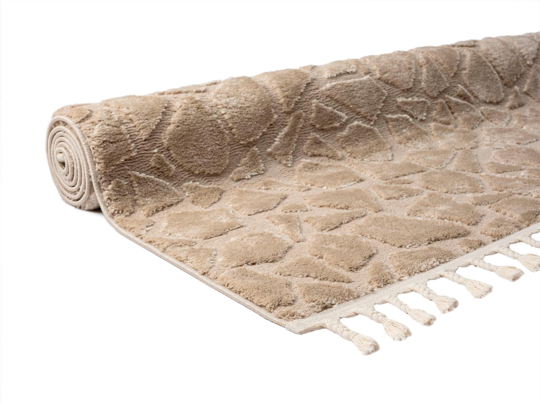 Home affaire Teppich »»Geron« in Stein-Optik,«, rechteckig, 19 mm Höhe, dichte Qualität, Woll-Look, Boho, mit Fransen, Scandi-Look