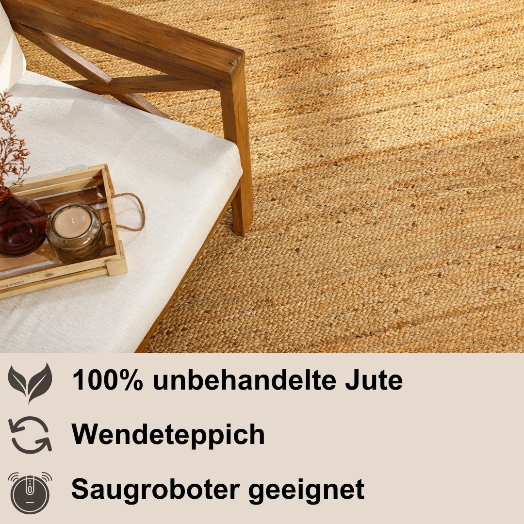 Myflair Möbel & Accessoires Läufer »Lola«, rechteckig, Wendeteppich, handgeflochten, Naturfaser, Boho-Style, Wohnzimmer