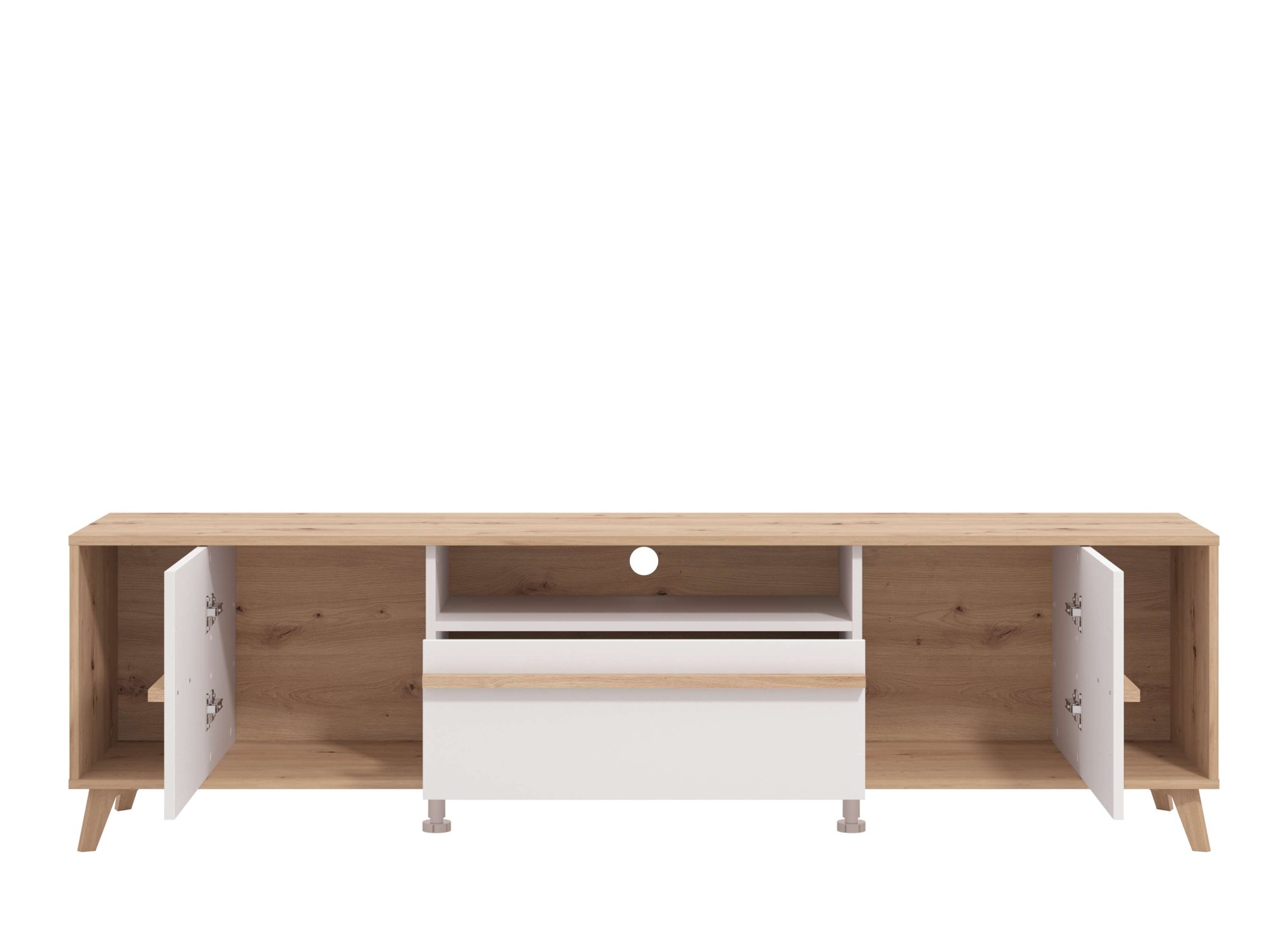 INOSIGN Lowboard »Orleans, TV-Lowboard, TV-Schrank, TV-Ständer, Breite 190 cm«, Kommode, Opaque Weiß/Artisan Eiche Dekor,modernes und elegantes Design