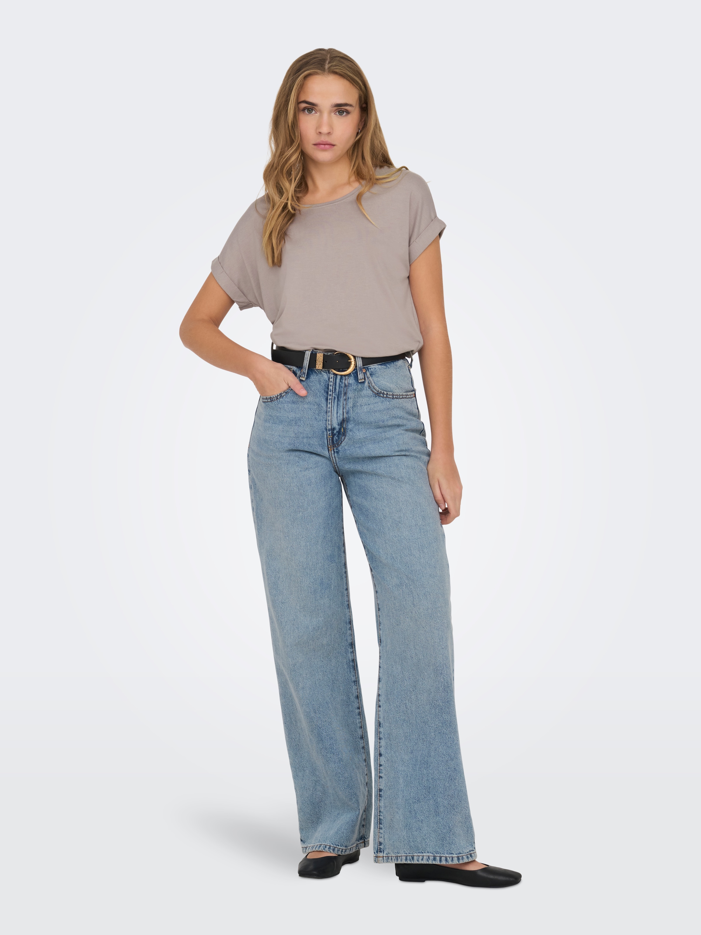 ONLY T-Shirt »ONLMOSTER – Kurzarmshirt mit Aufschlag und klassischem Look« Viskosemischung, regular fit