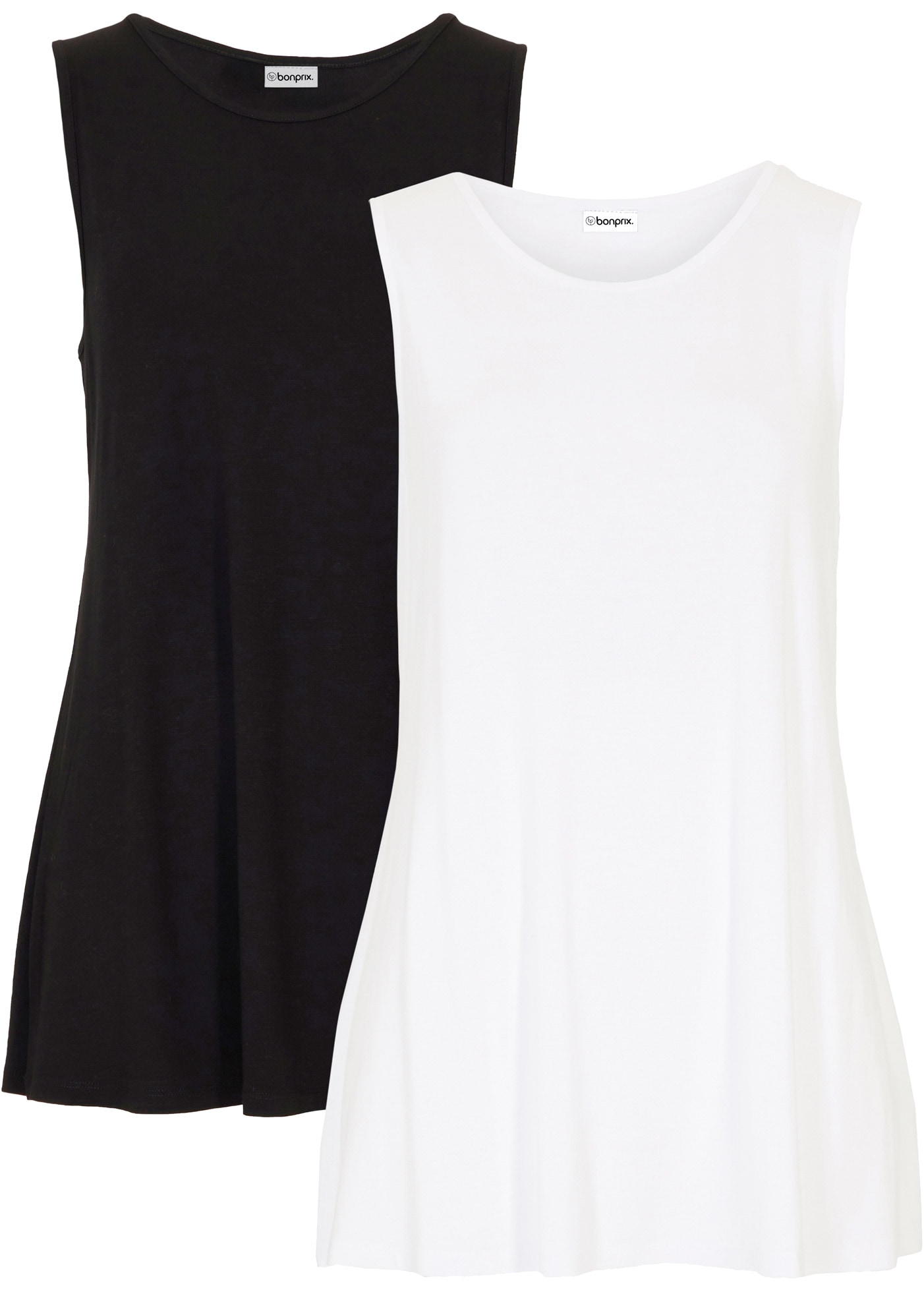 bonprix Shirttop Packung, 2 tlg. A-Linie, ärmellos, casual Stil, aus Viskose und Elasthan