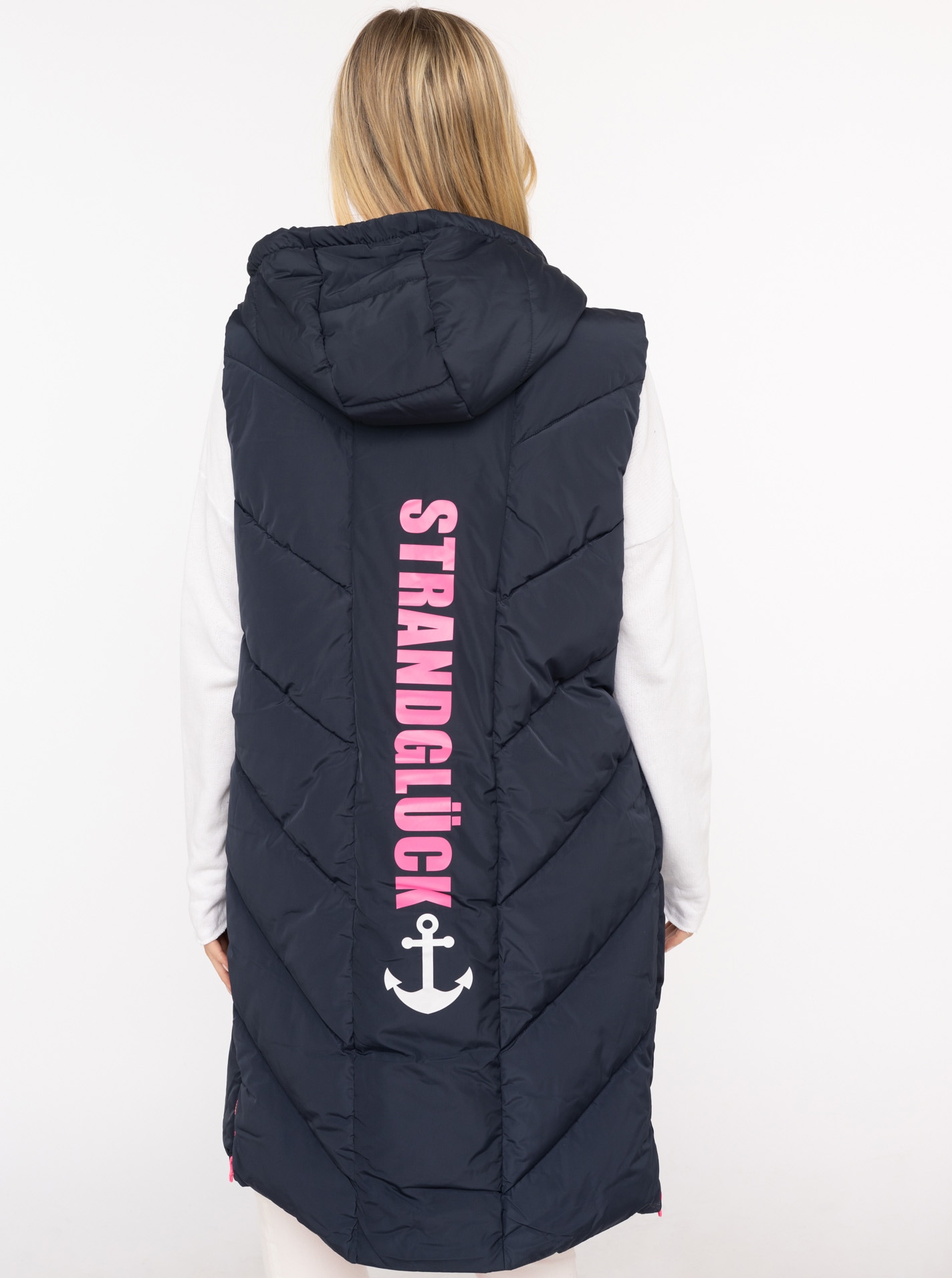 Zwillingsherz Steppweste »"Strandglück"« Doppel-Zipper, Kontrastdetails, Eingrifftaschen, modisch, knielang