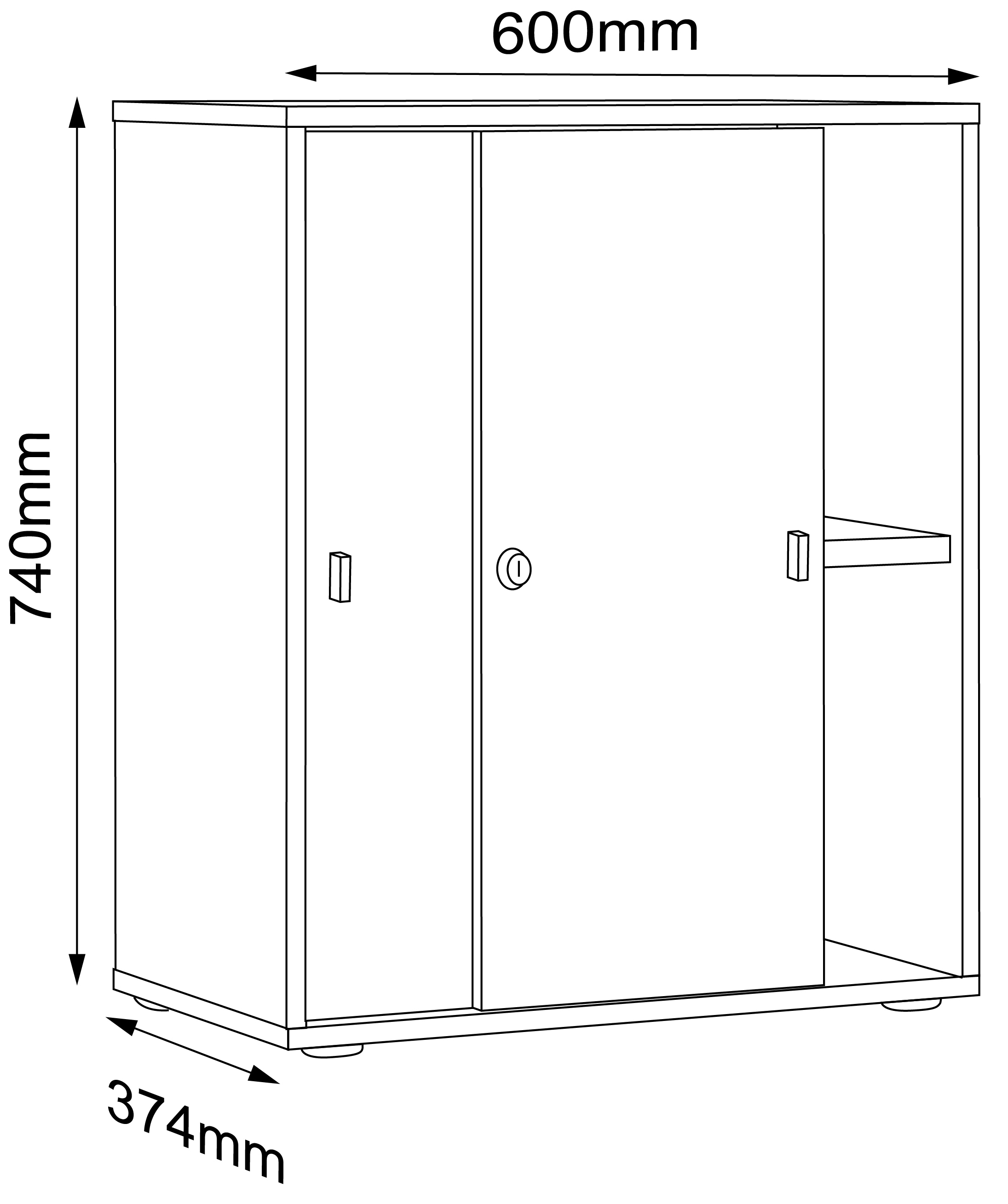 VCM Aktenschrank »VCM Büroschrank mit 2 Fächern | moderner Aktenschrank mit Schiebetüren | Maße H. 74 x B. 60 x T. 37 cm ¿ Salia 2-Fach«, (1 St.)