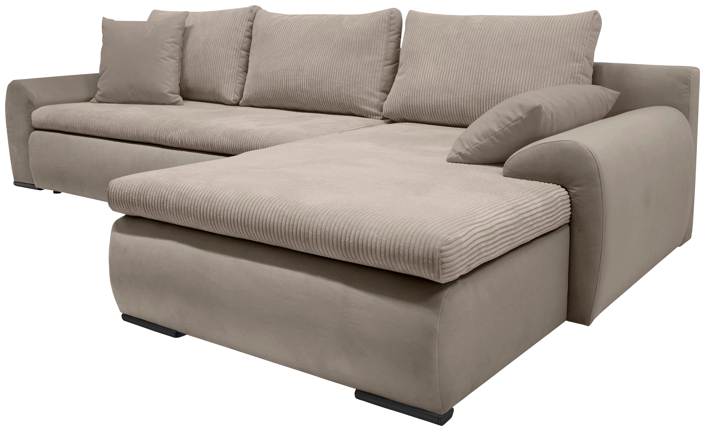 Home affaire Ecksofa »Win, L-Form, Breite 285cm«, optional mit Schlaffunktion und Bettkasten, taupe, Cord