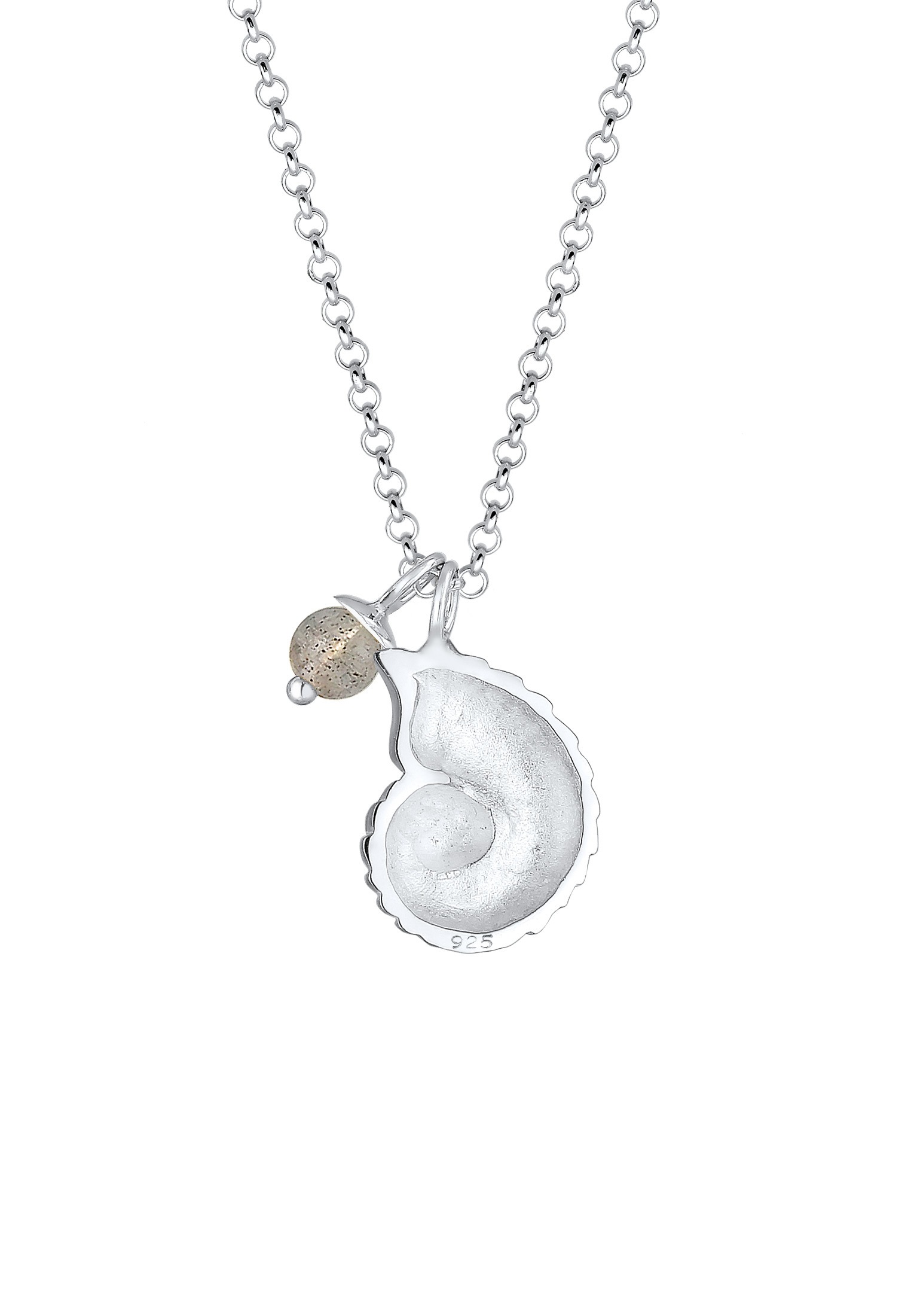 Elli Silberkette »Halskette Muschel Labradorit Grau 925 Sterling Silber«