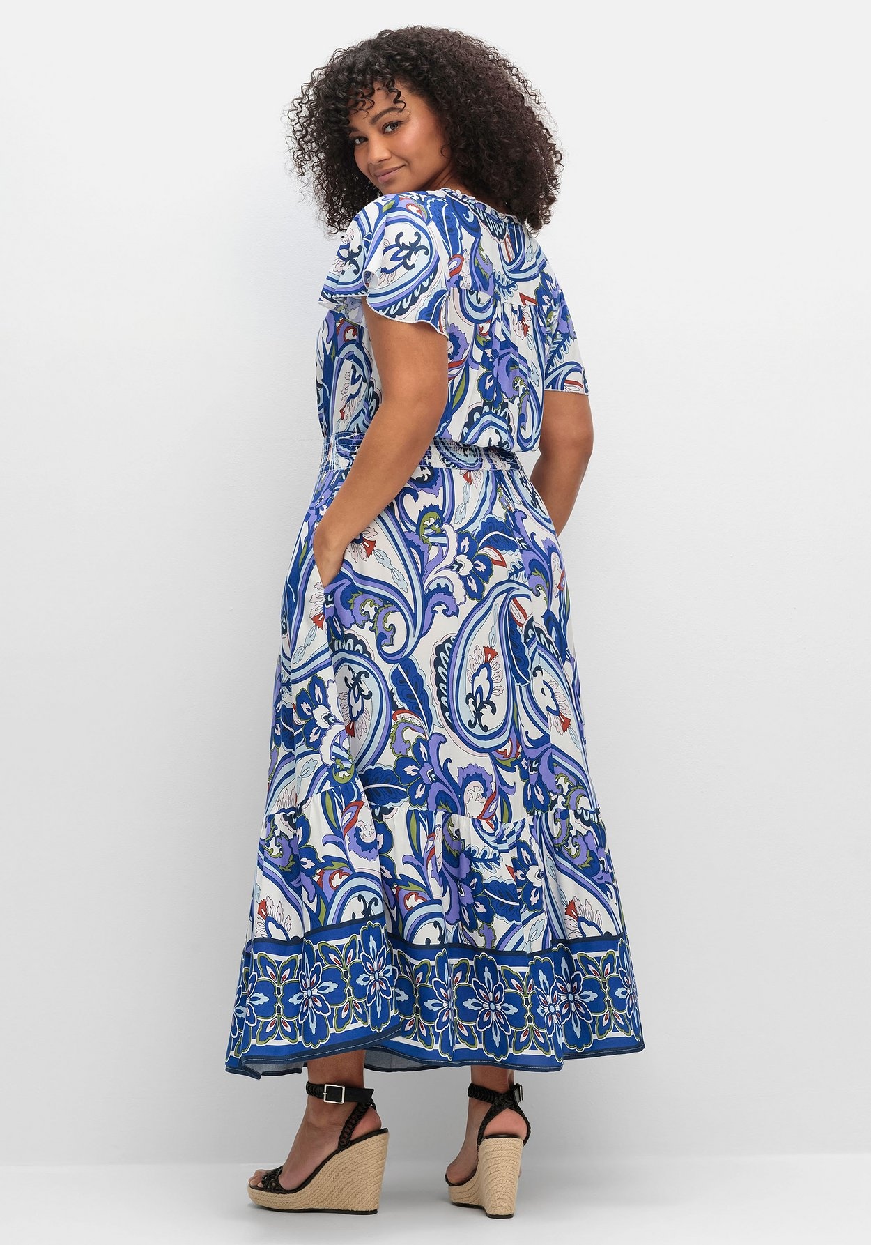 Sheego Druckkleid »Maxikleid im Paisleymuster, mit Smokbund«
