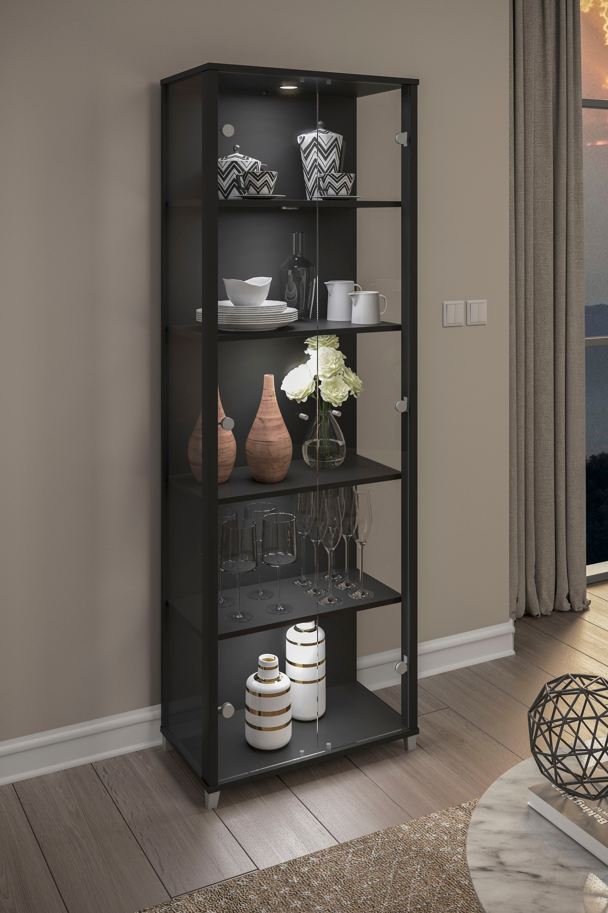 fif möbel Vitrine »OPTIMA«, Standvitrine, Vitrinenschrank, Glasvitrine, Sammlervitrine