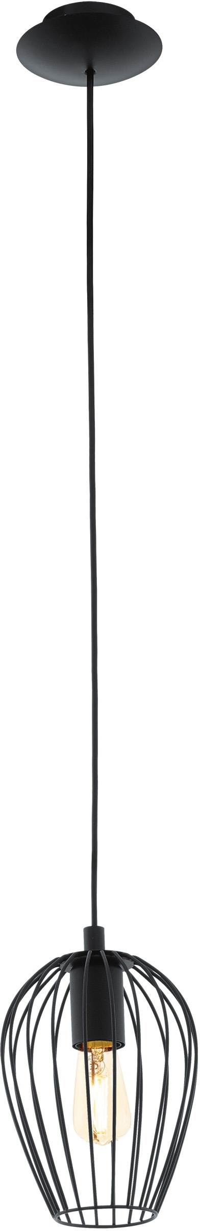 EGLO Pendelleuchte »NEWTOWN Pendellampe, schwarz, Stahl, E27, Hängeleuchte, 1 flammig«, 1 flammig, Leuchtmittel E27 | ohne Leuchtmittel, Hängelampe, Schlicht, Vintage, Retro, Wohnzimmer, Esszimmer, 110x16cm