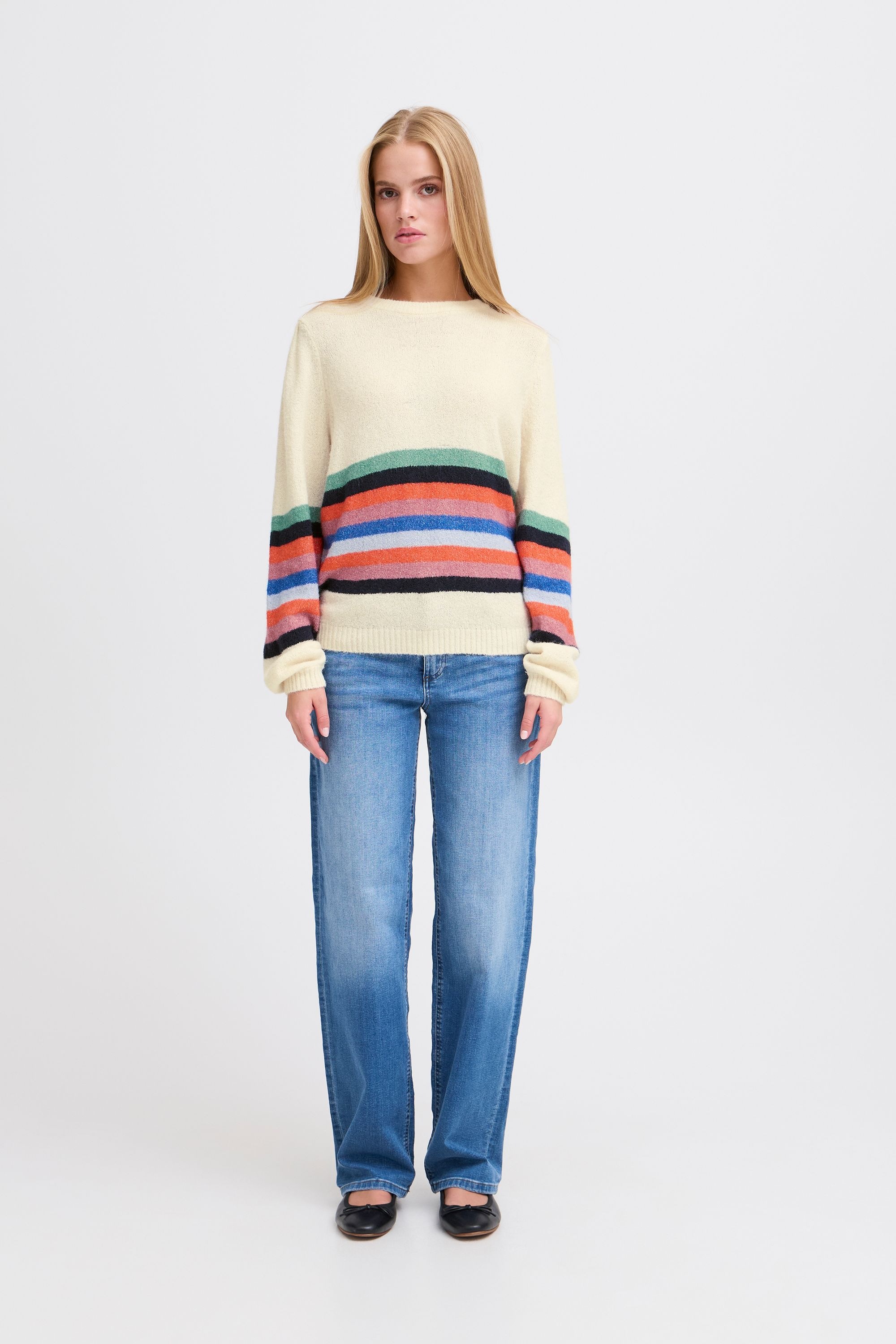 Ichi Strickfleece-Pullover »Strickpullover IHDUSTY LS STRIPE«