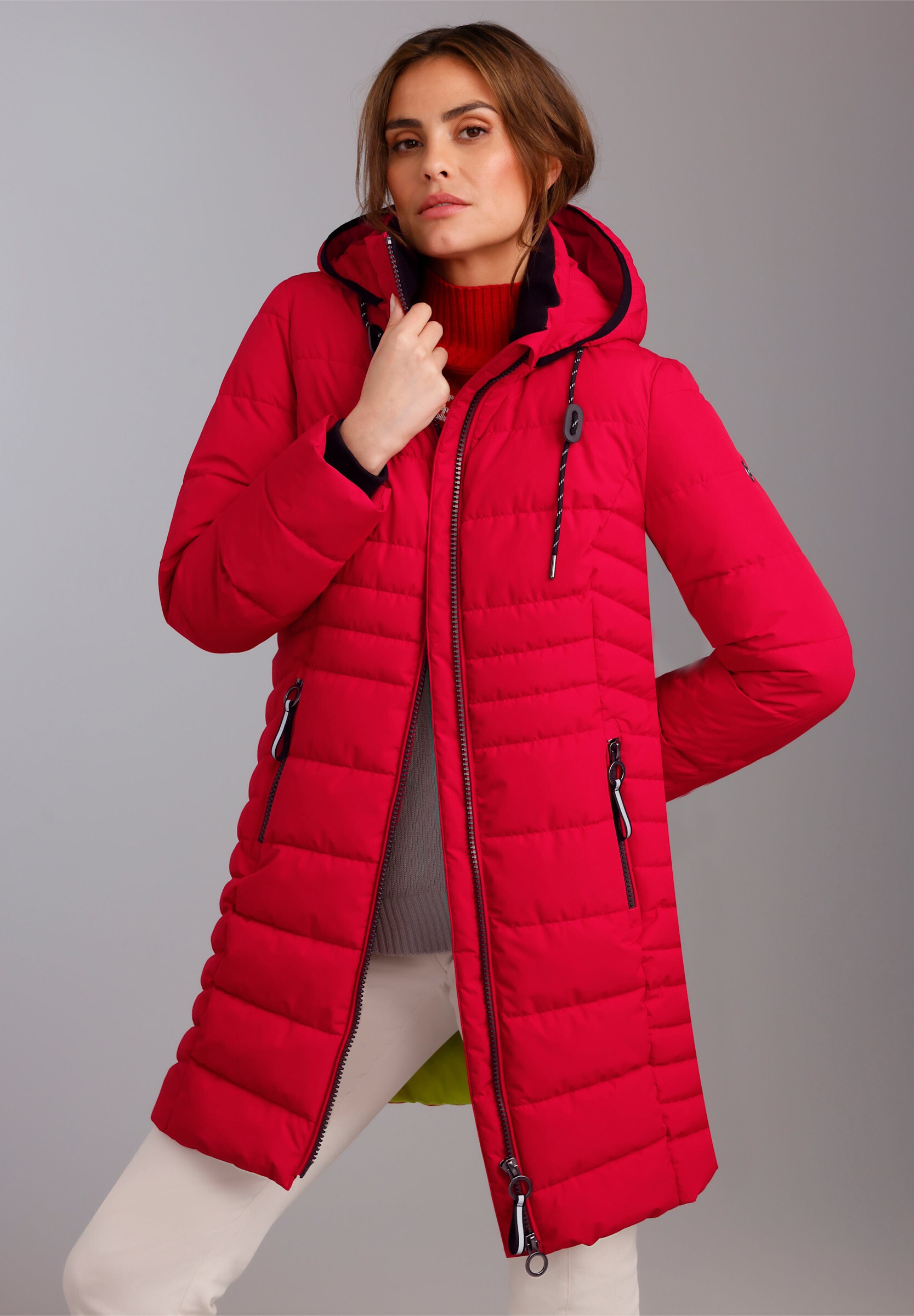 MANISA Steppjacke »Regen-Steppmantel Regenmantel mit Reflektor-Details« Abnehmbare Kapuze