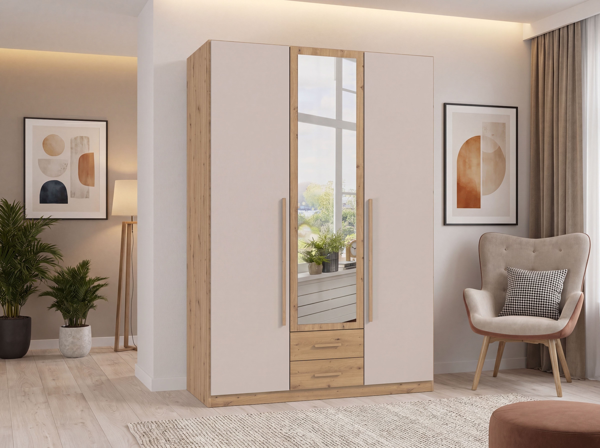 Wimex Kleiderschrank »Marburg erhältlich in den Breiten 135cm & 180cm« inkl. Spiegel und zwei Schubladen
