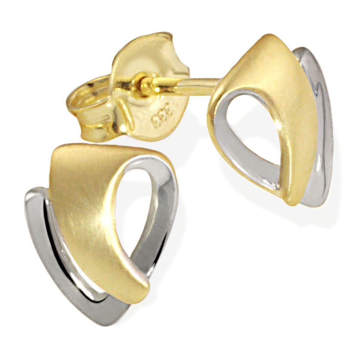goldmaid Paar Ohrstecker, Gold 333/- Bicolor matt und hochglanzpoliert