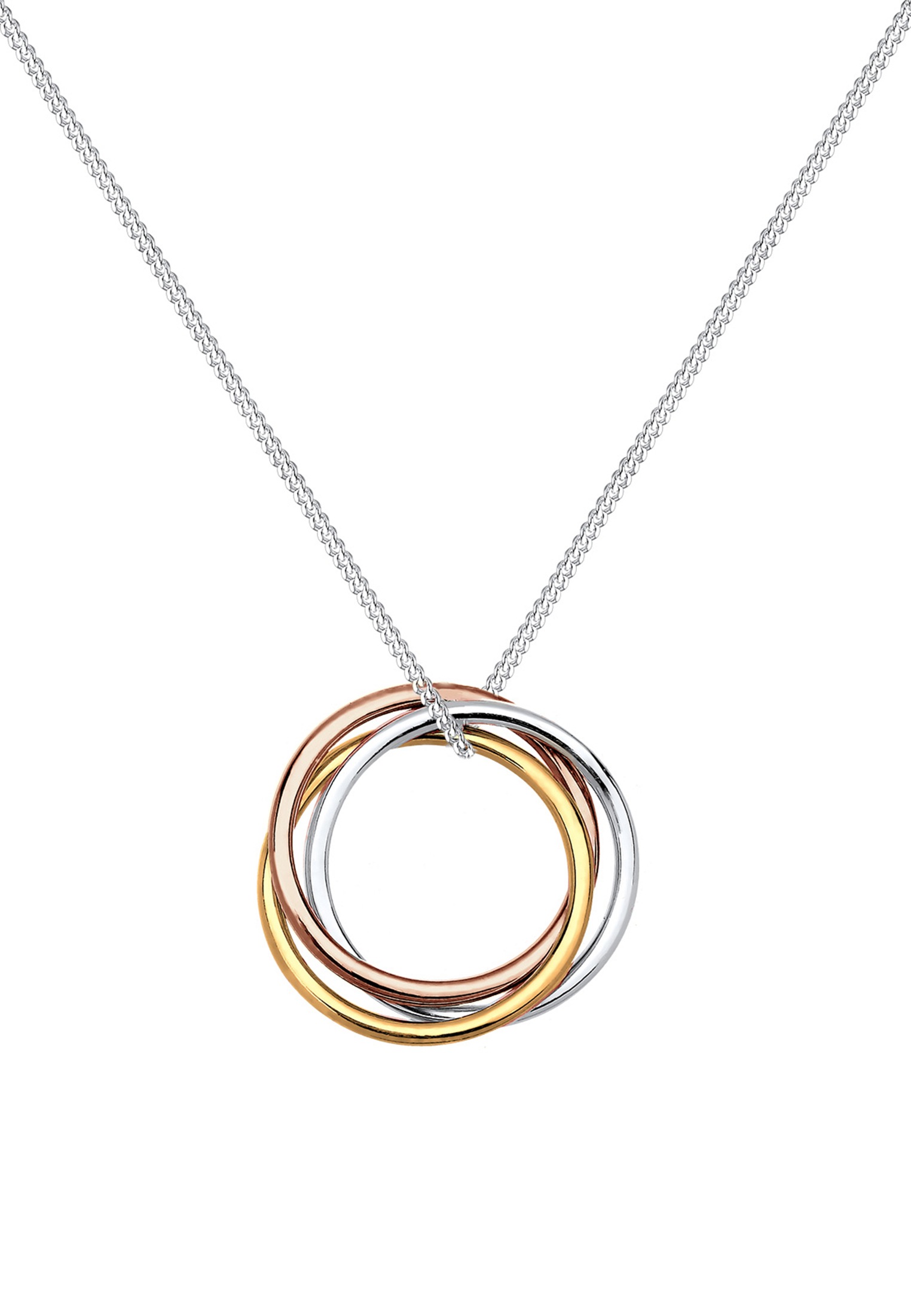 Elli Kette mit Anhänger »Halskette Kreis 925 Sterling Silber Tricolor«