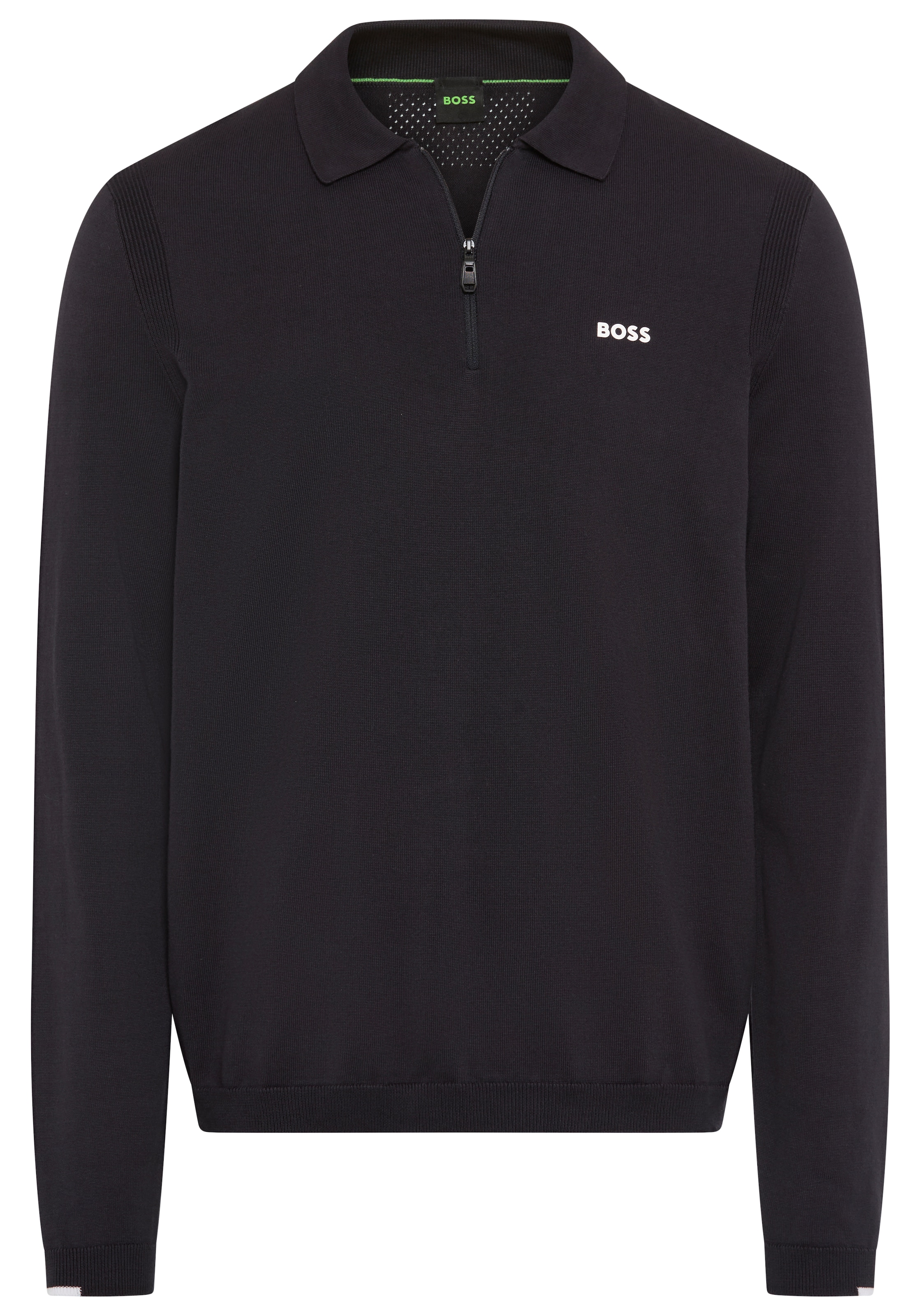 BOSS GREEN Strickpullover »KN Ever-X PL« mit Reißverschluss, regular fit, toniges Logo