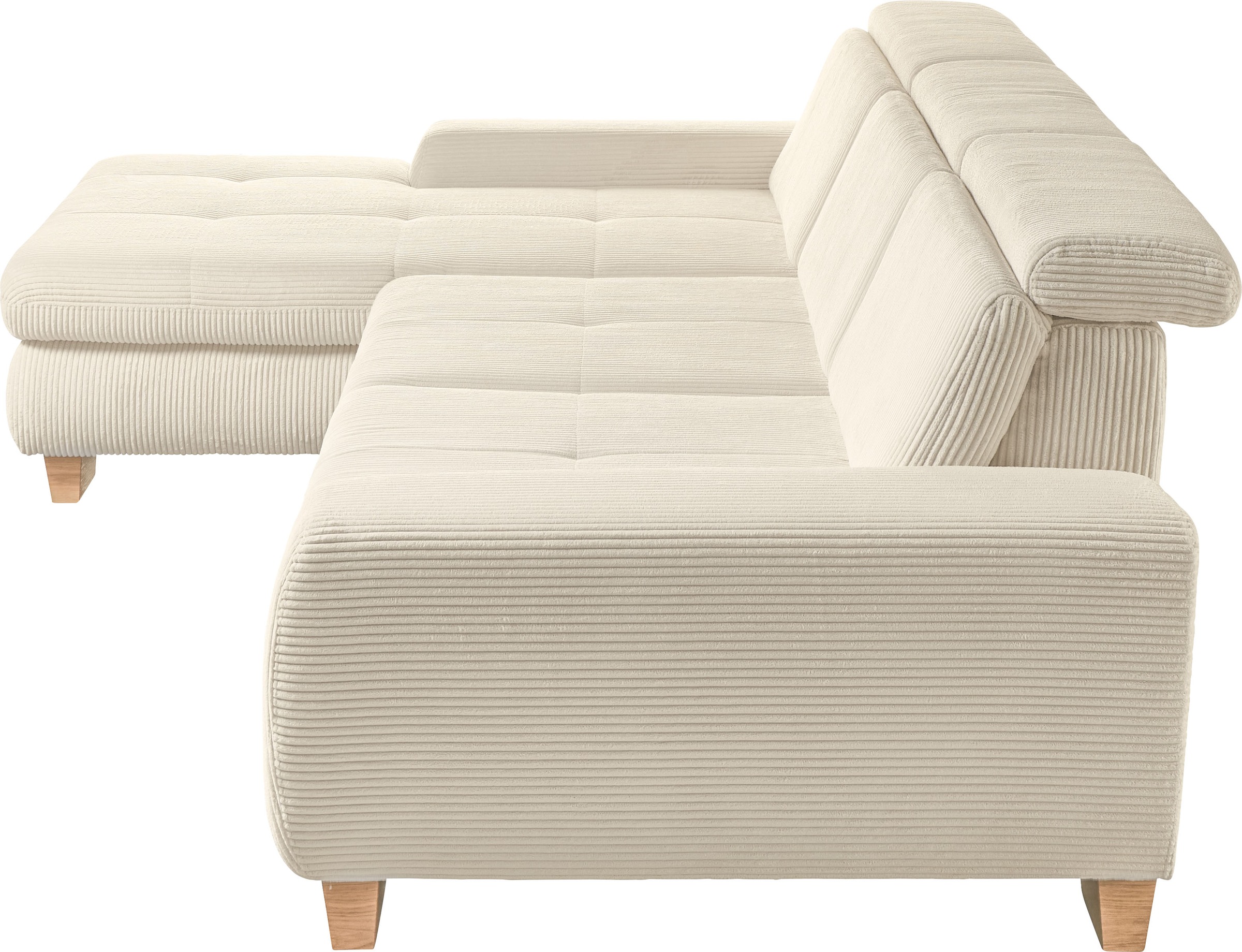 set one by Musterring Ecksofa »SO 3400, Cord, Sitzhöhe 47cm oder 49cm, inkl. Sitztiefenverstellung«, mit Canape und verschiedenen Funktionen, Kaltschaum, B307 x T195 cm