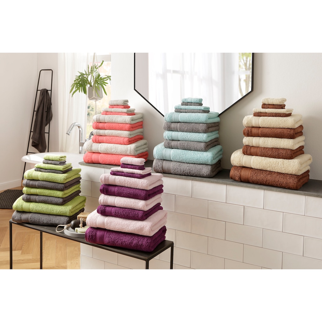 my home Handtuch Set »Afri«, Set, 10 tlg., Walkfrottee, 100% Baumwolle, weich, mit Bordüre, Handtuchset mit tollen Farbkombinationen