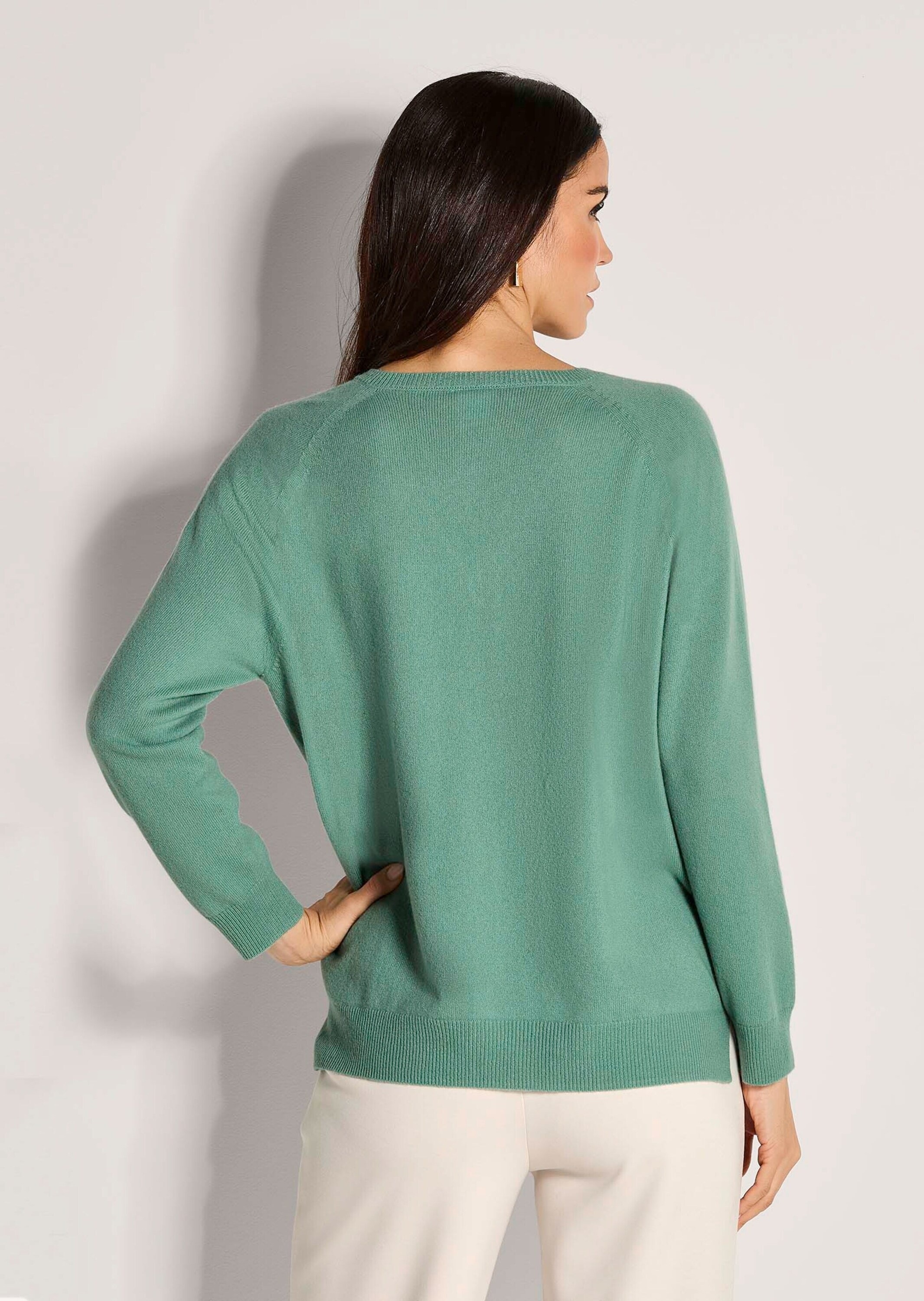 MADELEINE Longpullover »Kaschmirpullover Casual Strickpullover mit V-Ausschnitt« Reines Kaschmir