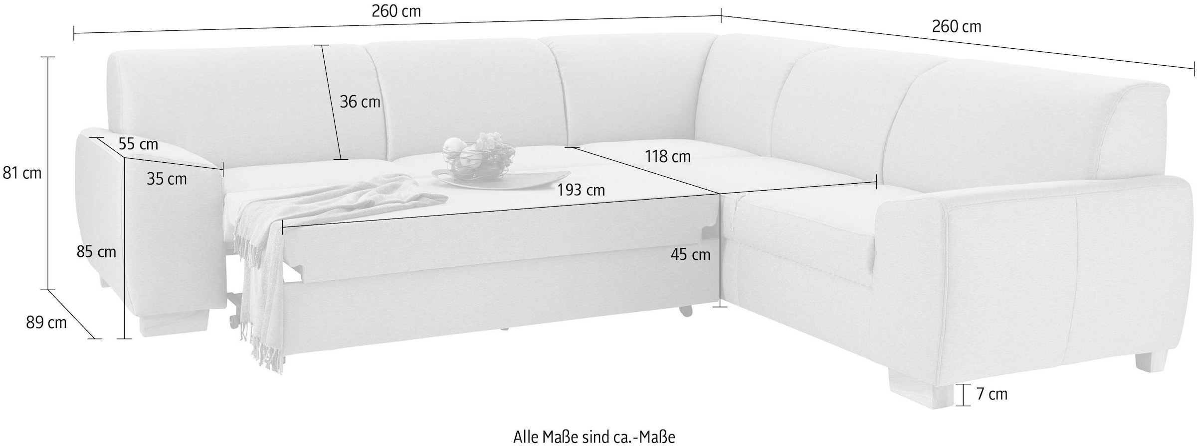 DOMO collection Ecksofa »Incanto kubische Formensprache, komfortabel, flache Armlehnen, L-Form«, wahlweise mit Bettfunktion