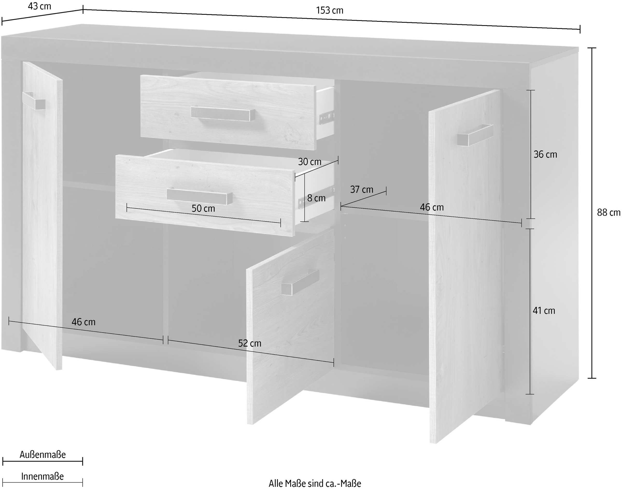 INOSIGN Sideboard »Bruegge«, Breite ca. 153 cm