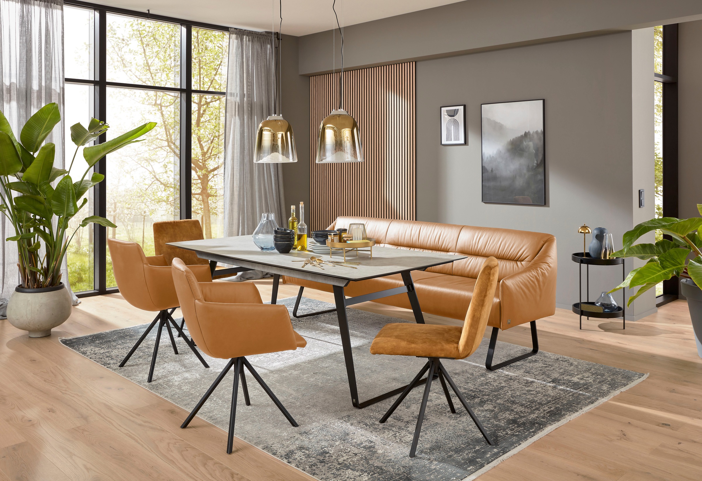 Musterring Essbank »JustB! SP500« 1 Stk. tlg. Metallkufe schwarz, verschiedene Farben, Breite 220 oder 250 cm