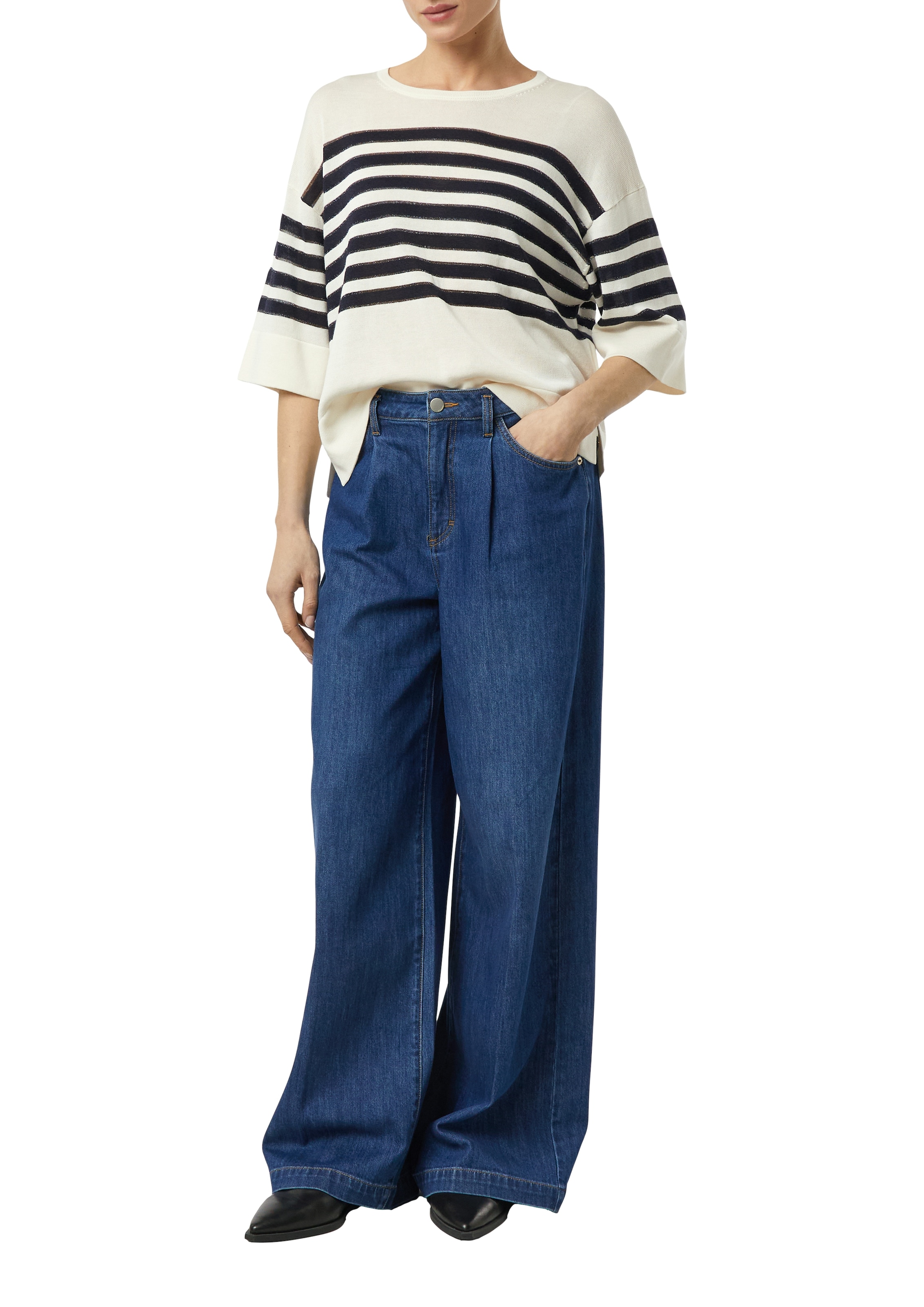 Comma Strandpullover 3/4-Arm mit Glitzerstreifen