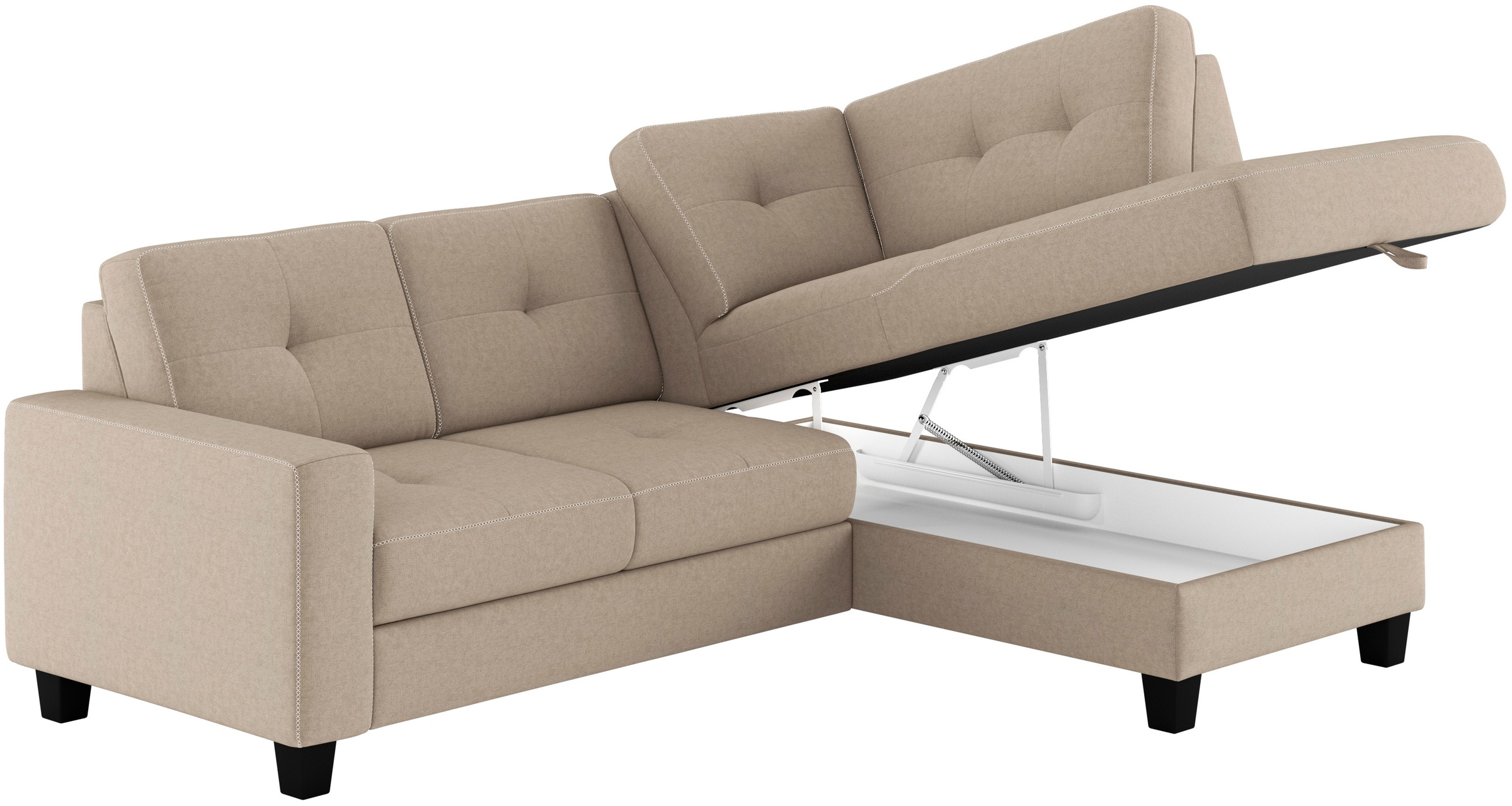 Places of Style Ecksofa »Varese«, wahlweise mit Bettfunktion und Bettkasten