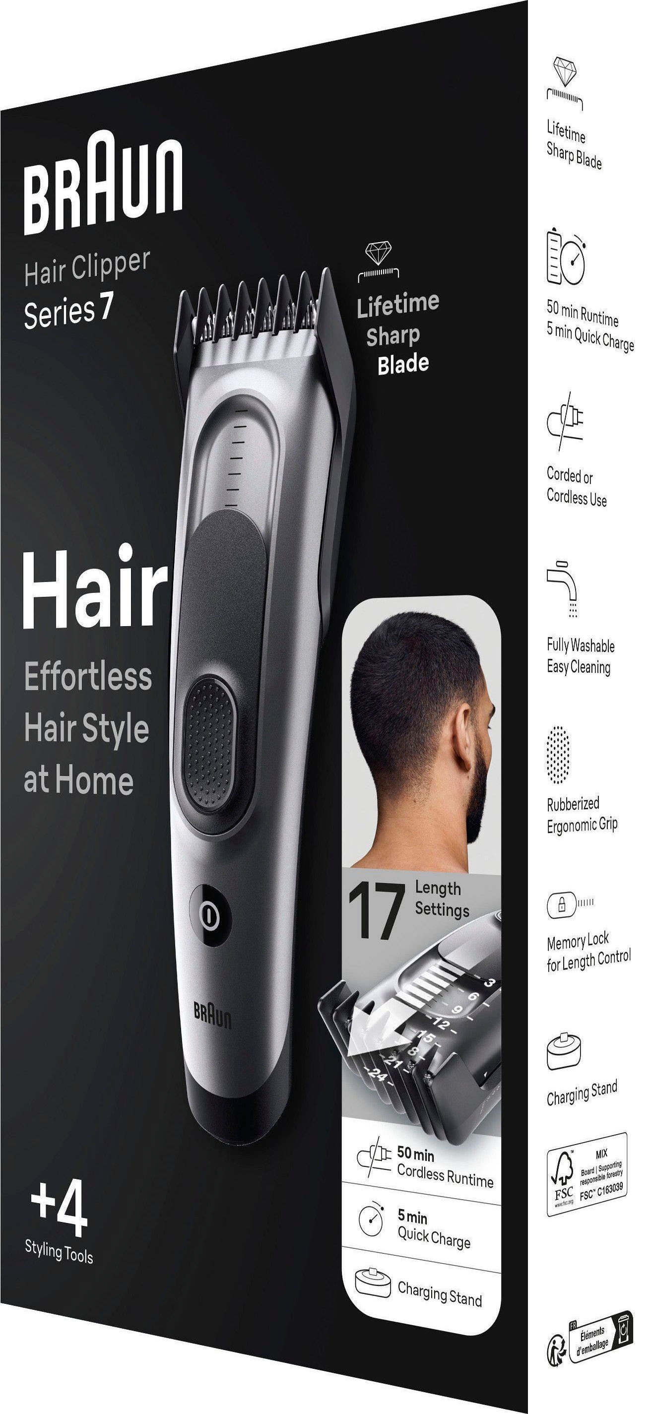 Braun Haarschneider »Series 7 HC7390«, 2 Aufsätze, 17