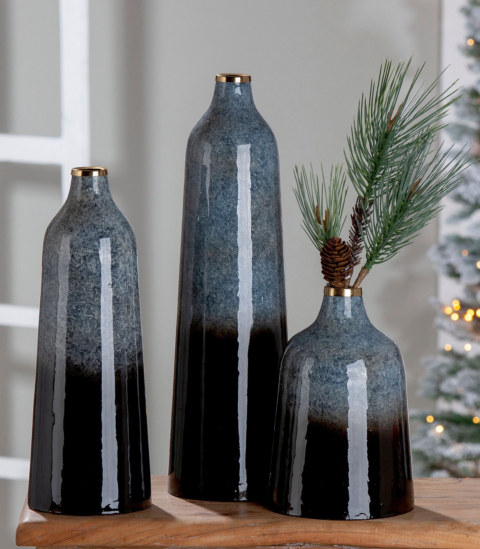 GILDE Dekovase »Laver, Höhe 40 cm«, (1 St.), dekorative Vase aus Metall, Dekoobjekt