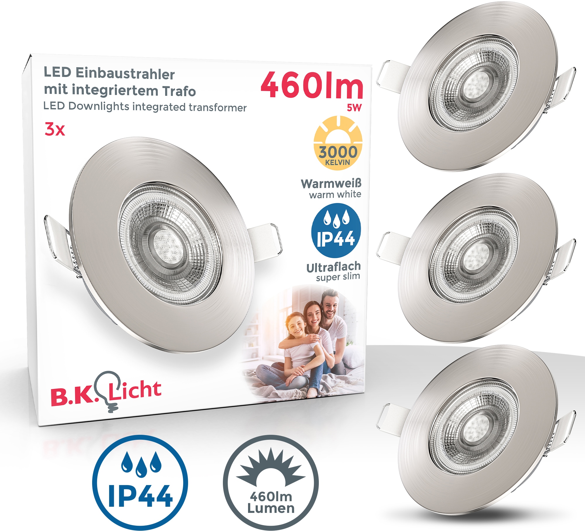 B.K.Licht LED Einbauleuchte, 3 flammig-flammig, bei ultraflach Spots OTTO Deckenspots Einbaustrahler Bad online bestellen Lampe LED IP44