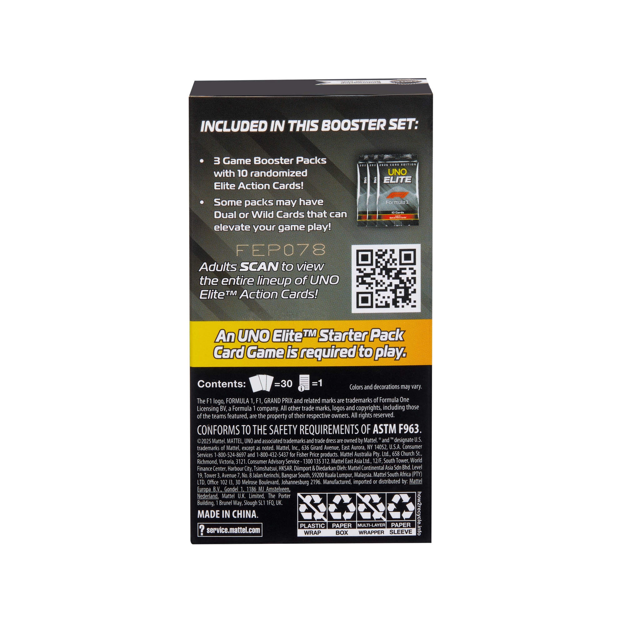 Mattel games Spiel »UNO Elite F1 Booster-Set«