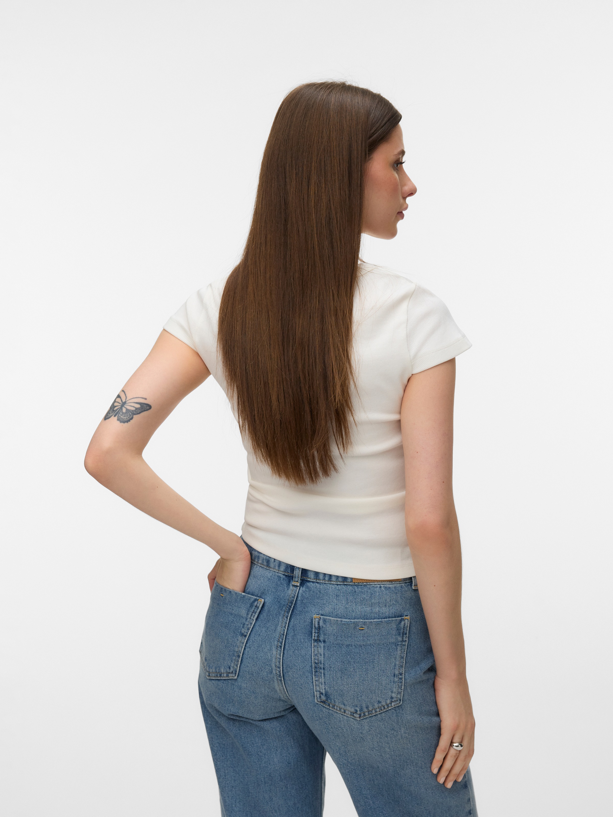 Vero Moda Kurzarmshirt »VMCHLOE CS SHORT U-NECK NOOS« Baumwollmischung