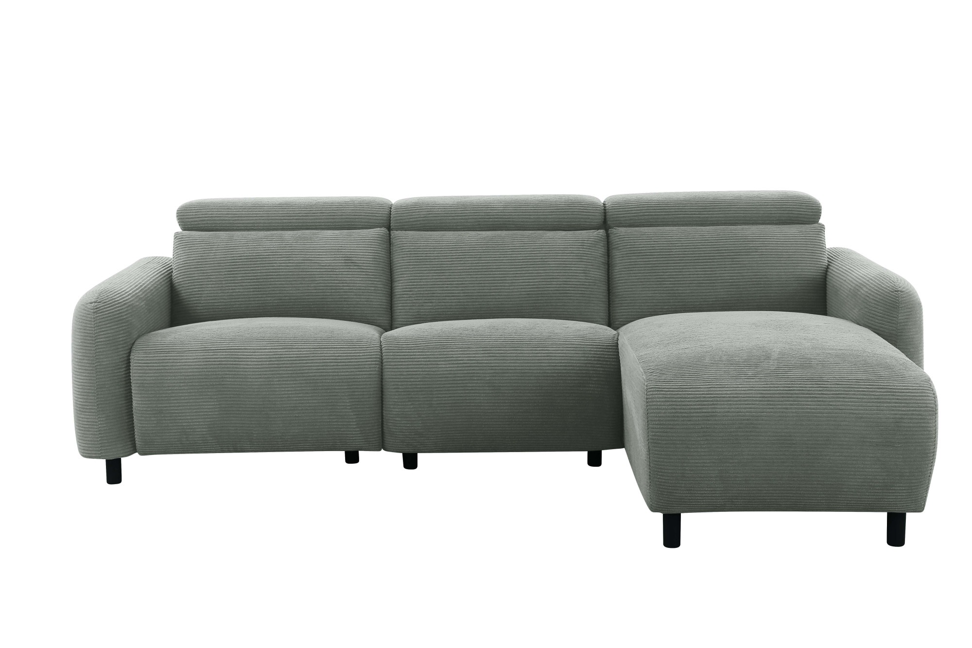Home affaire Ecksofa »SKAANE in Cord, L-Form, 274 cm, manuelle u. elektrische Funktion,«, rundes Design, Kopfteilverstellung, Federkernpolsterung