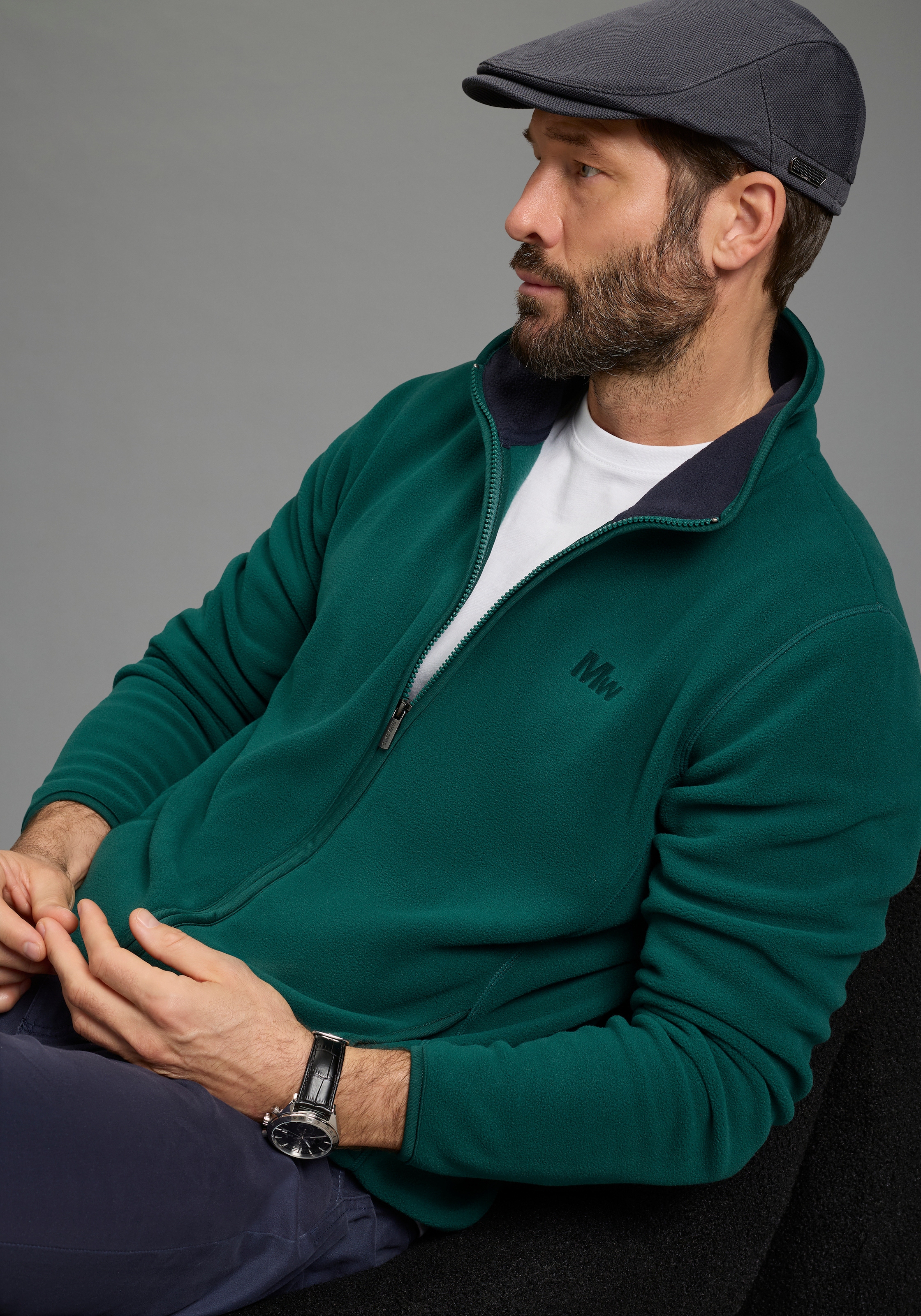 Man's World Fleecejacke für die Übergangszeit,  aus Fleece,  casual Look,  schnelltrocknend