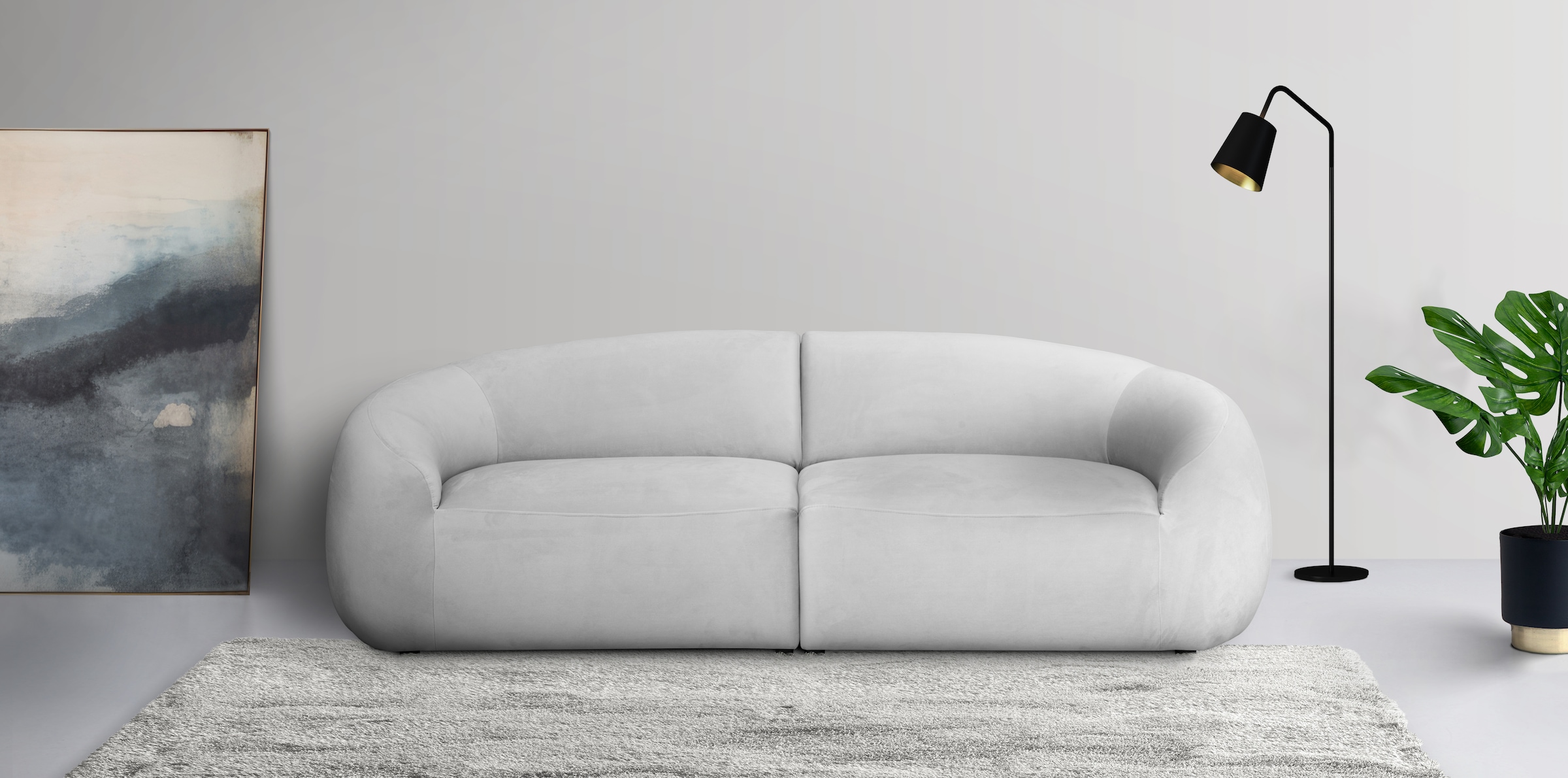 LeGer Home by Lena Gercke Big-Sofa »Designersofa, organische Form, Maße B/T/H: 240/64/81 cm«, mit Wellenunterfederung, auch in Bouclé, passend zur Serie