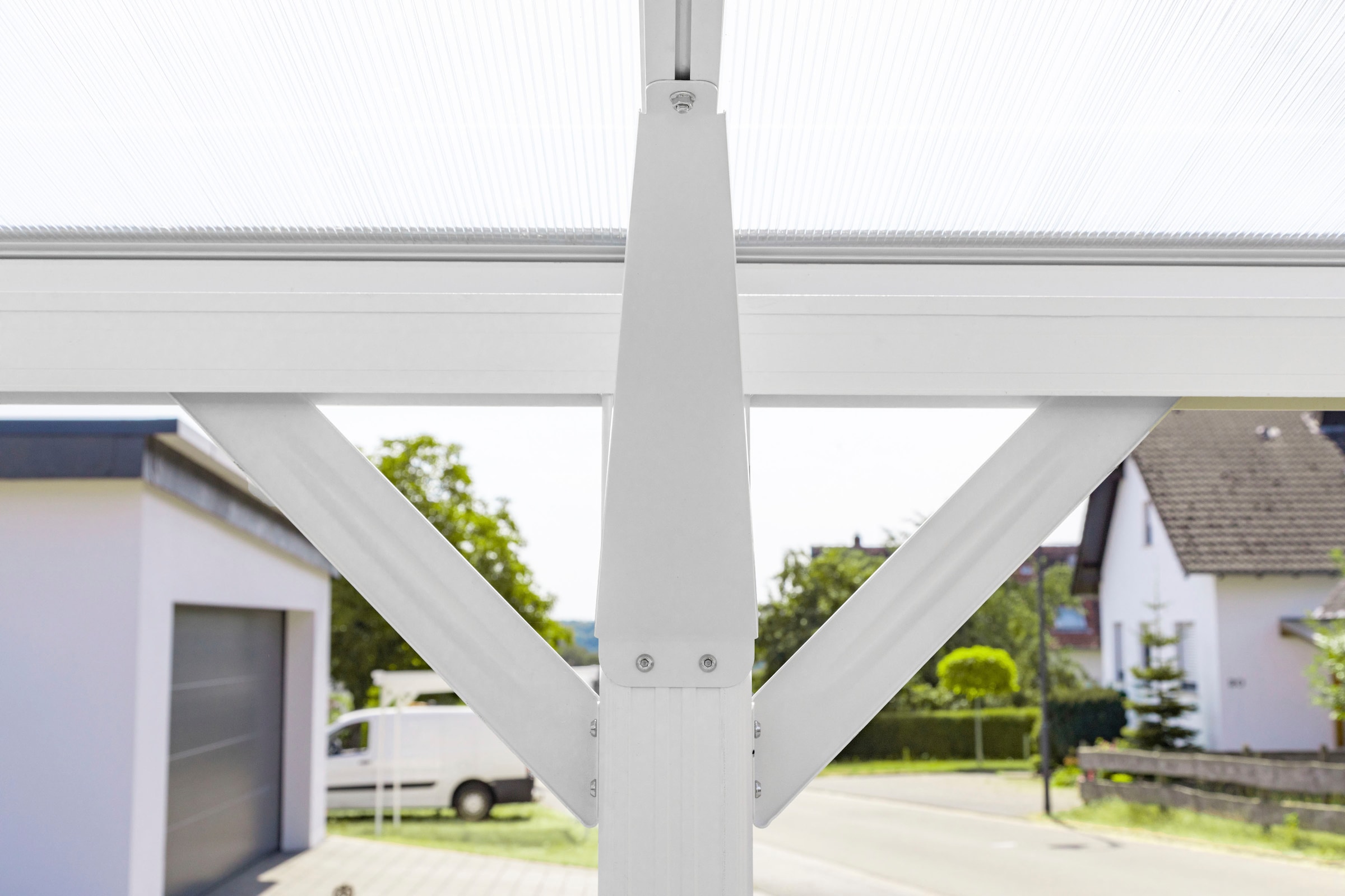 WESTMANN Einzelcarport »Flachdach«, Aluminium, 280 cm, Weiß, aus Aluminium, inkl. Regenrinne und Schrauben-Kit