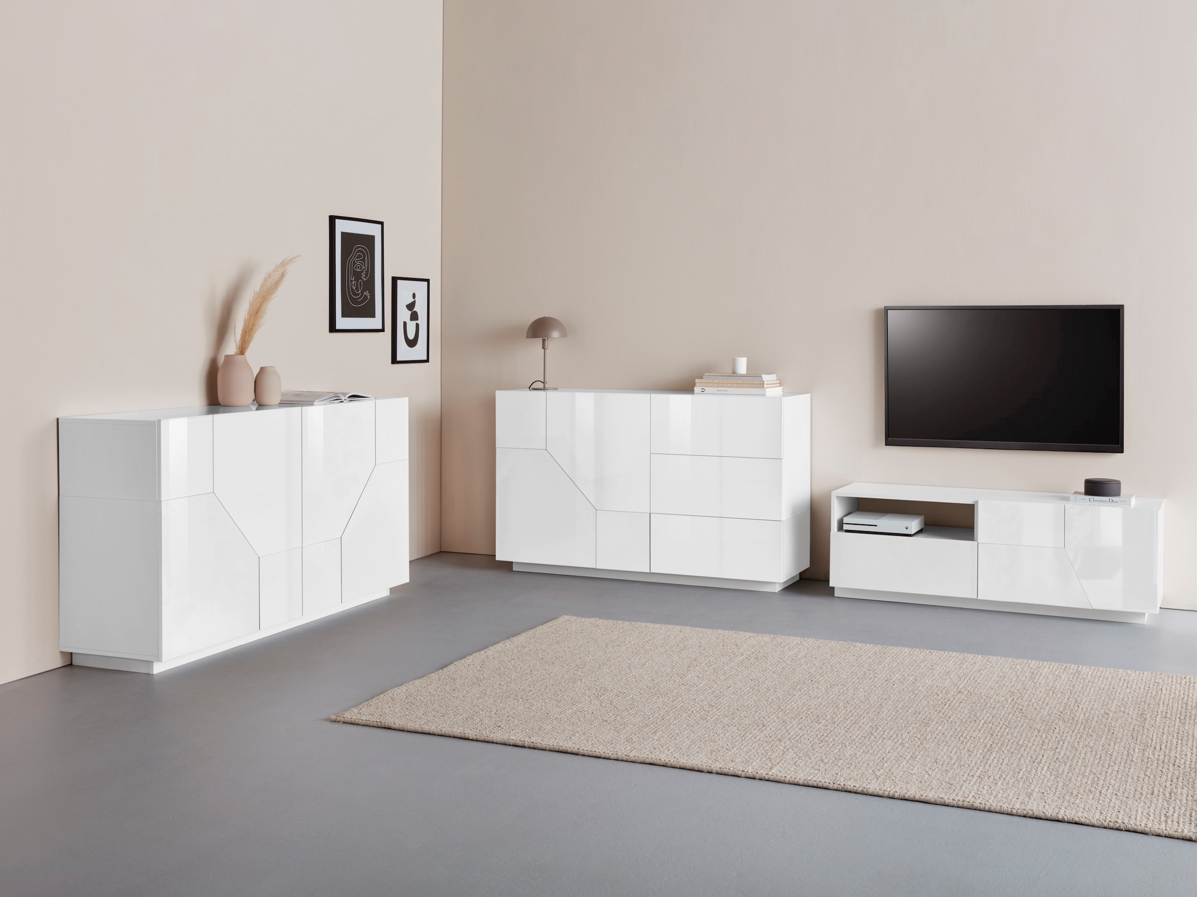 INOSIGN Lowboard »ALIEN- TV-Board, mit 4 Türen, 2 Schubladen und 2 offenen Fächern«, TV-Kommode Breite ca. 260 cm "Made in Italy"