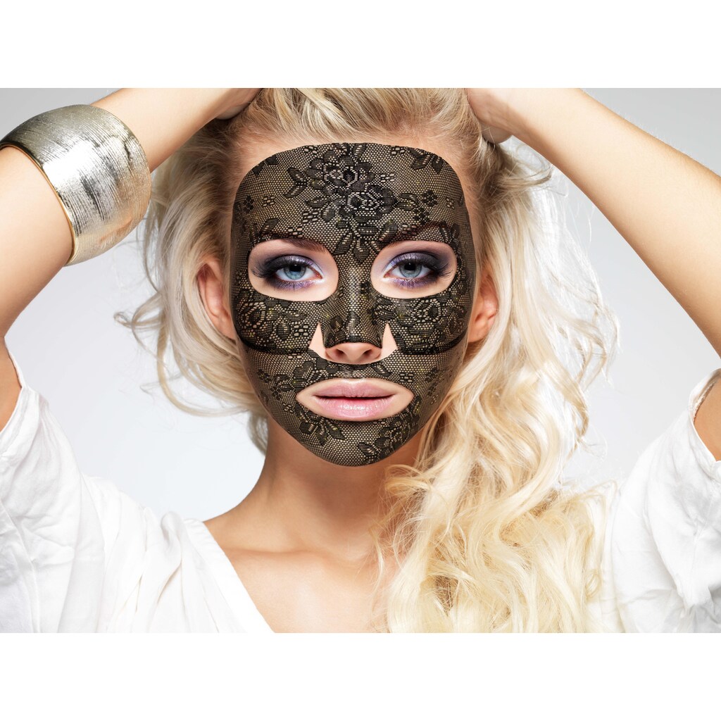 CHIARA AMBRA Gesichtsmasken-Set »Hydrogel Gesichtsmaske im schwarzen Spitzendesign«, (3 tlg.), straffende Hydrogel Maske
