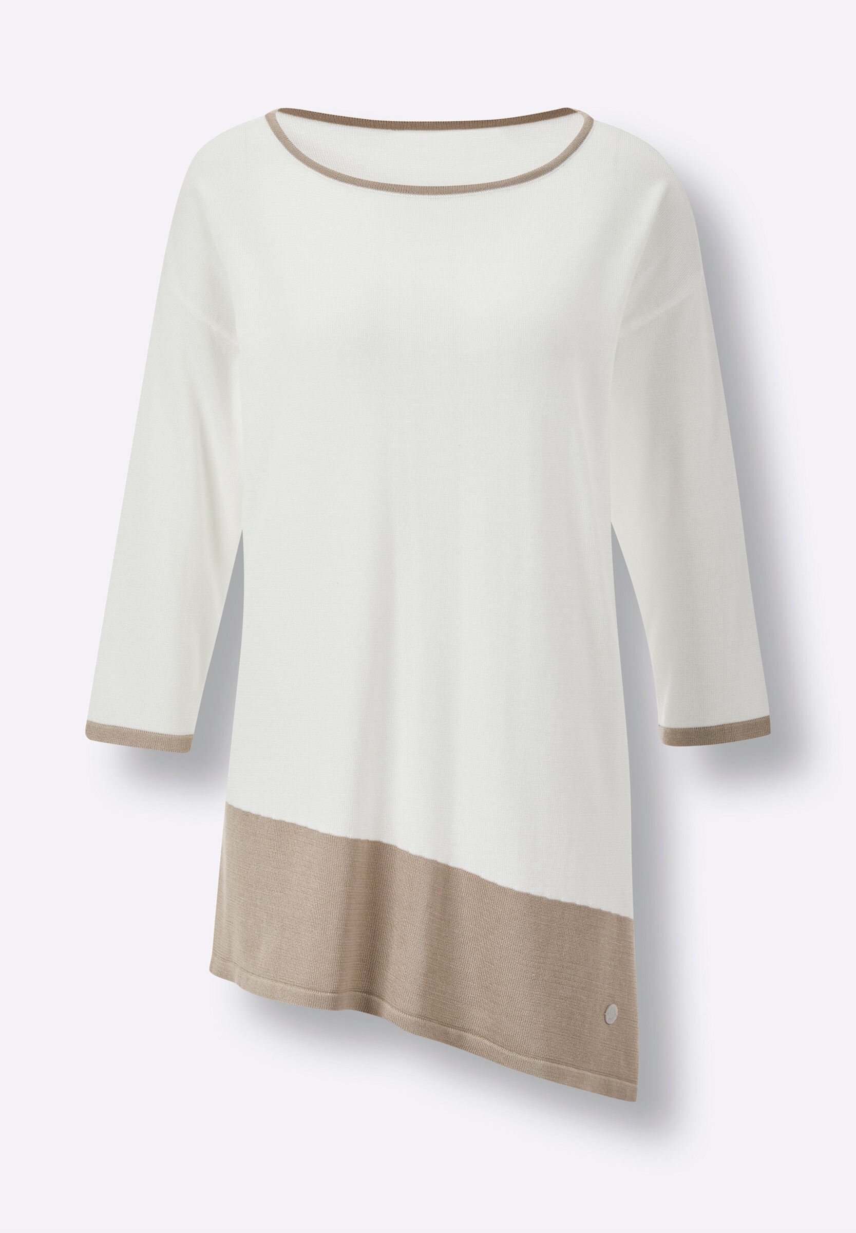 creation L Rundhalspullover »Modal-Baumwoll-Longpullover Longpullover mit U-Boot-Ausschnitt«
