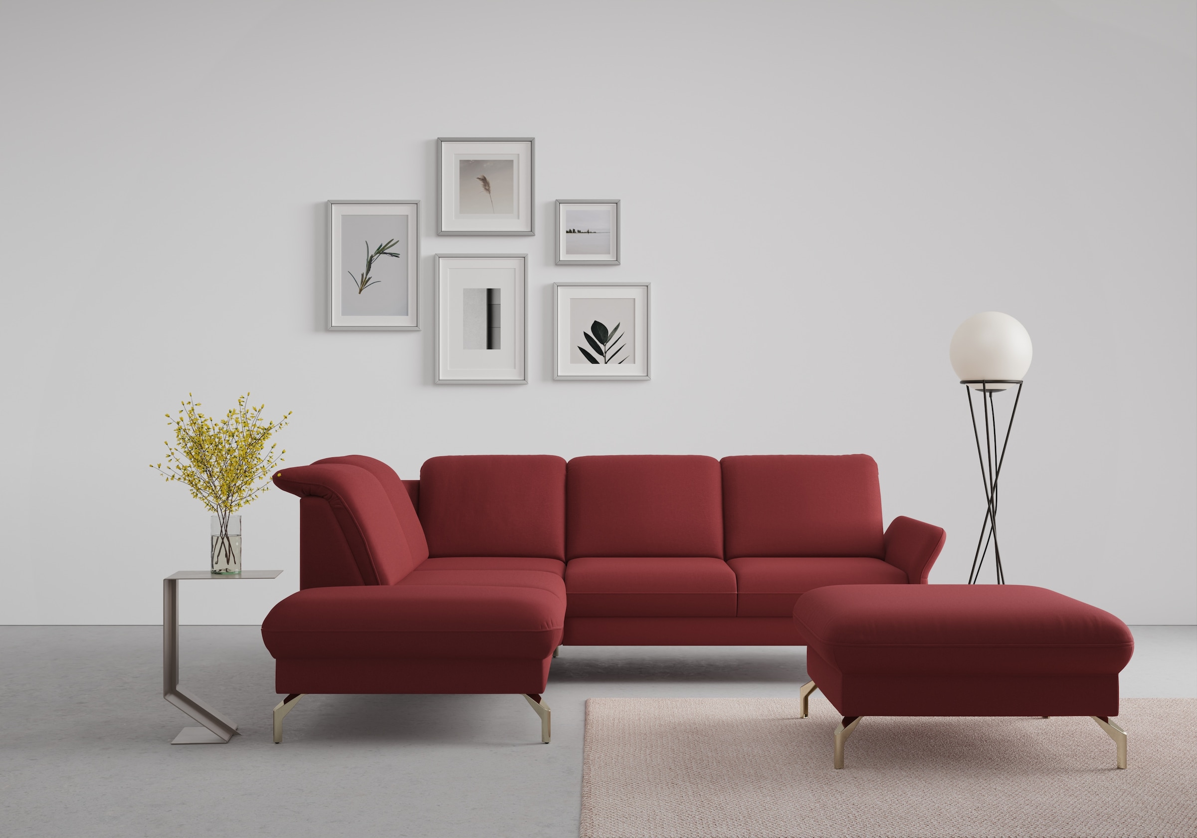 sit&more Ecksofa »Fashion L-Form« wahlweise mit Kopfteilverstellung, Vorziehsitz, motorisch, Nickelfüße