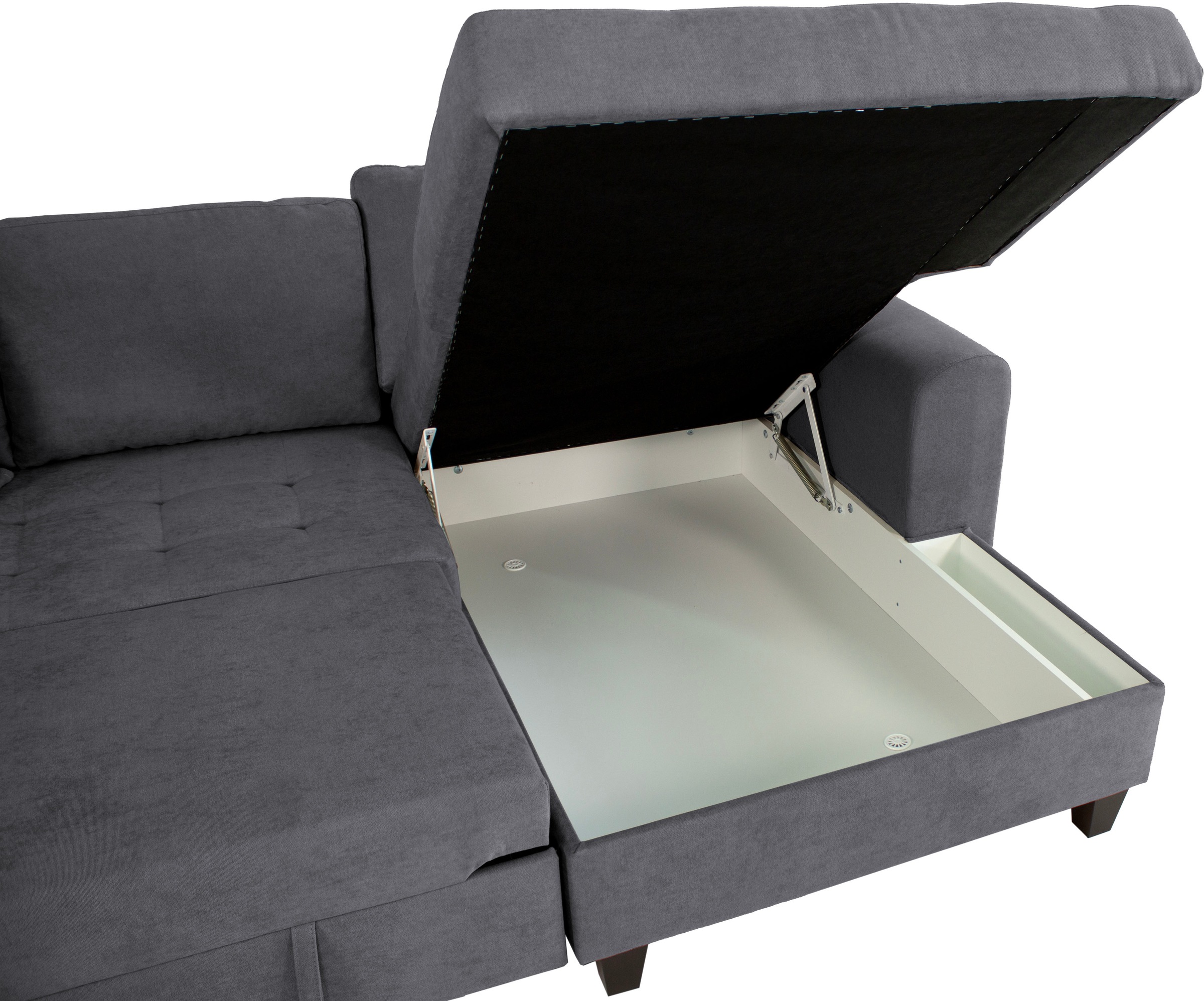 Trends by HG Ecksofa »Moritz, L-Form« inkl. Bettfunktion und Bettkasten, inkl. 2 Zierkissen