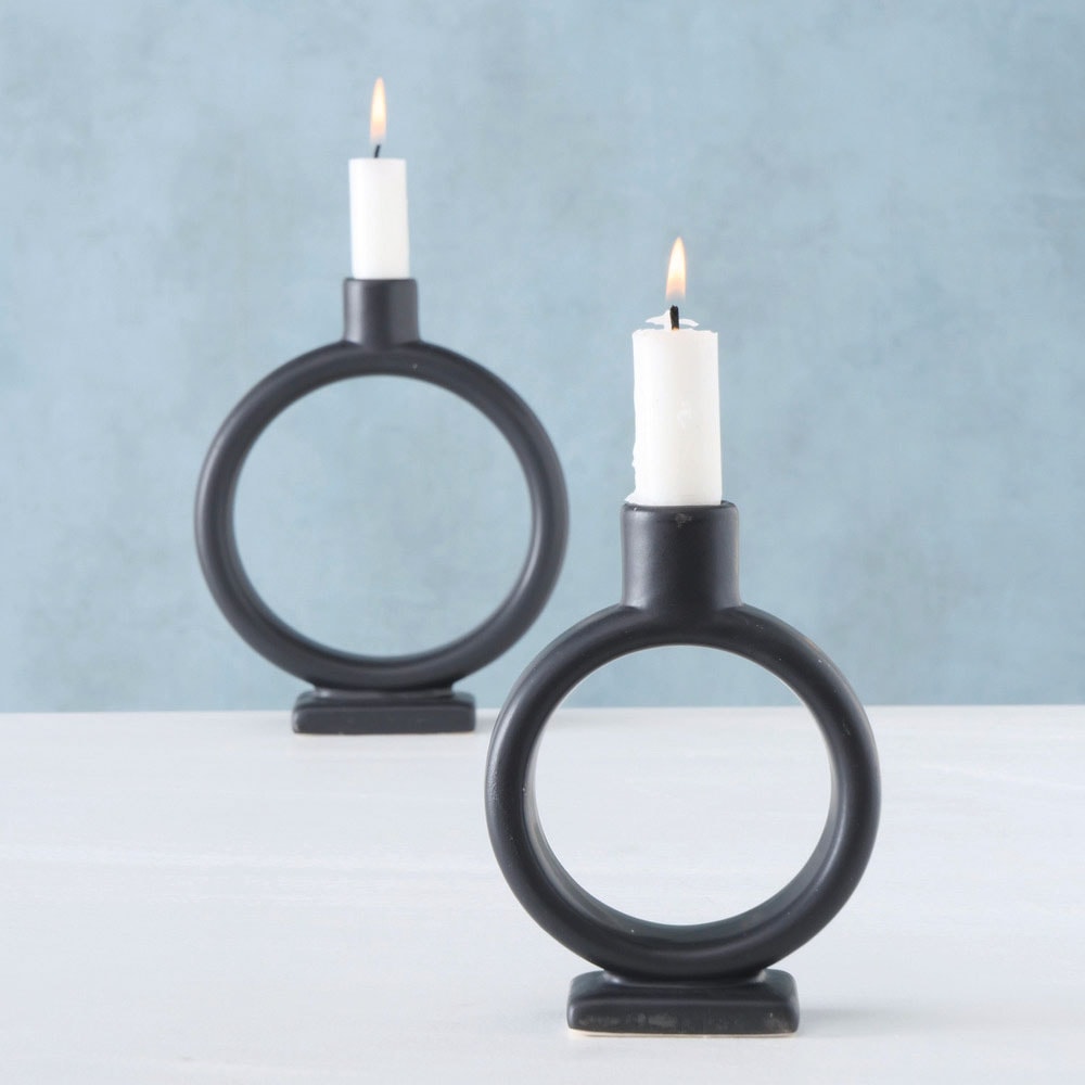 BOLTZE Kerzenhalter »Valongo, Weihnachtsdeko«, (Set, 2 St.), aus Steingut,  im skandinavischen Look online bei OTTO