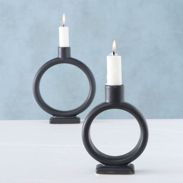 BOLTZE Kerzenhalter »Valongo, Weihnachtsdeko«, (Set, 2 St.), aus Steingut,  im skandinavischen Look online bei OTTO