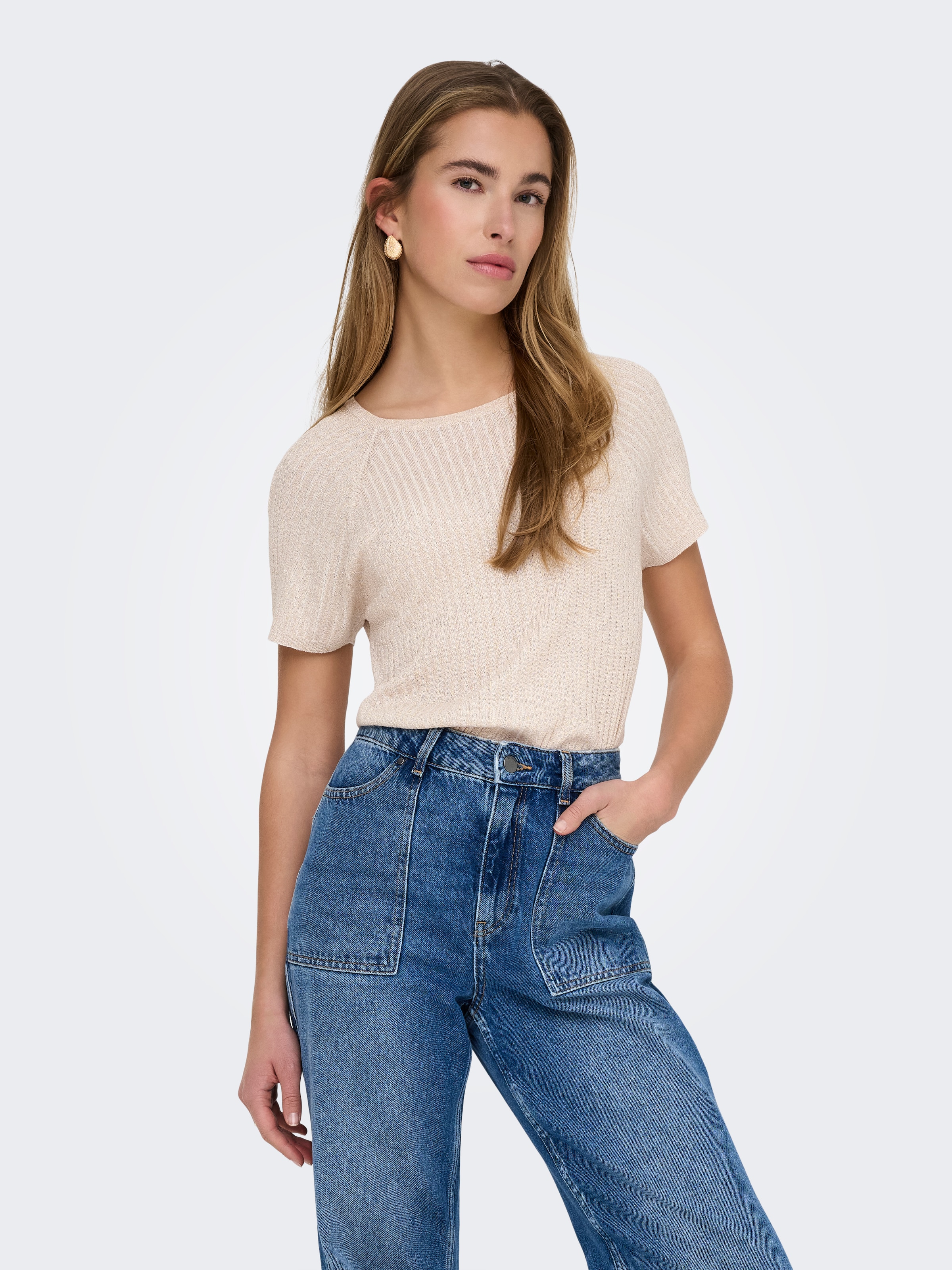 JDY Kurzarmpullover »JDYBODILLA S/S GLITTER PULLOVER KNT NOOS« mit Glitzer-Effekt