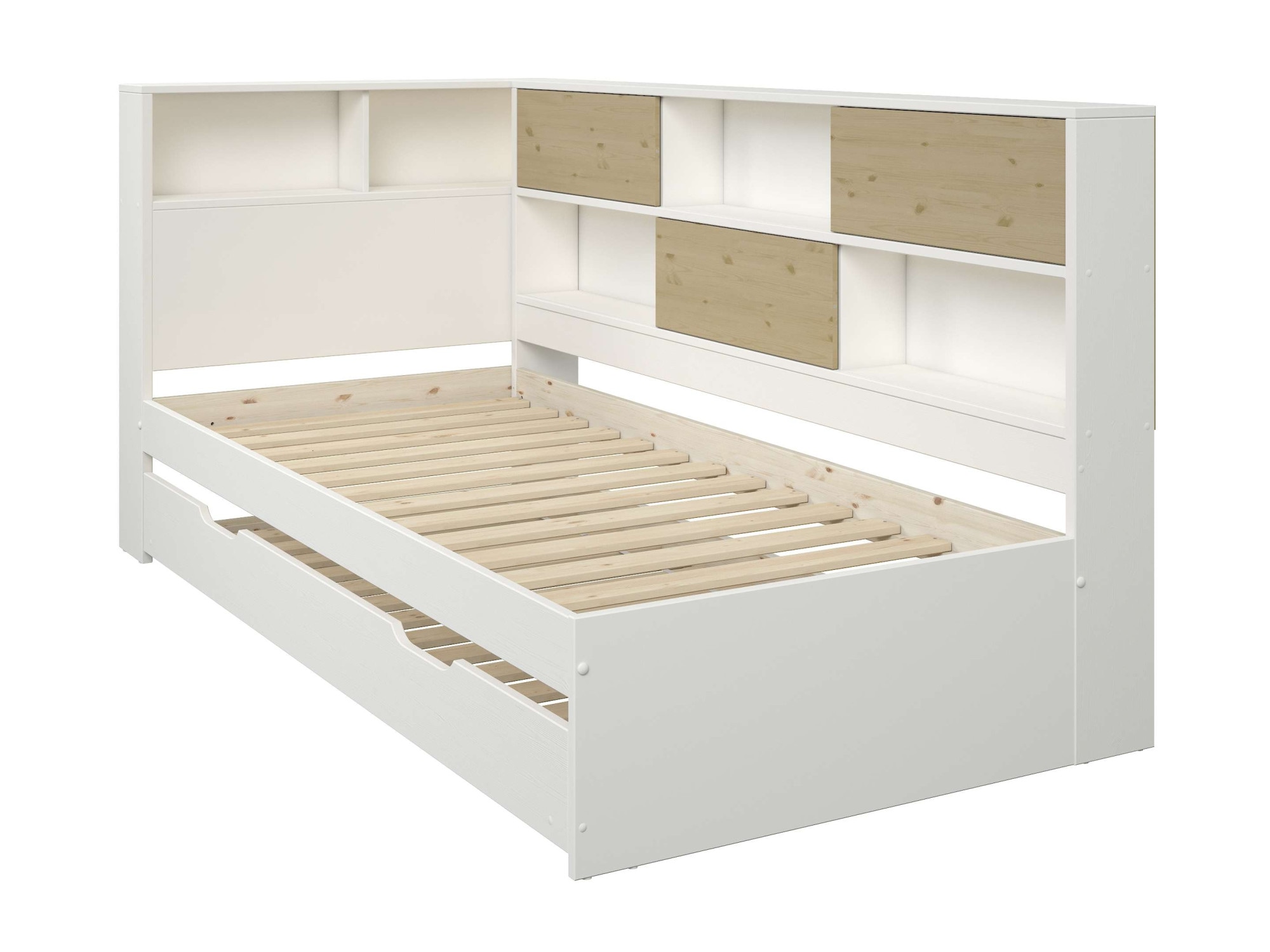 Home affaire Stauraumbett »Amance, Massivholz mit MDF, stabil und langlebig, viel Stauraum«, (Außenmaße B/T/H: 110,2/220,1/106,9 cm), FSC® zertifiziert, inklusive Lattenrost, Made in EU